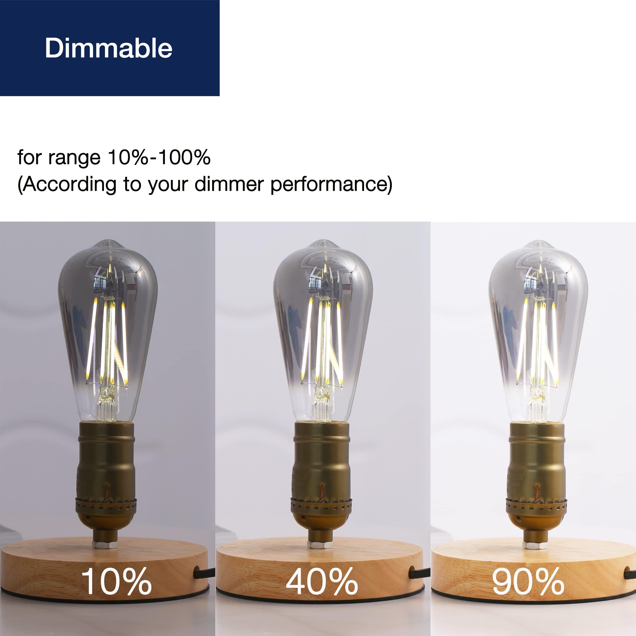Flsnt Led Edison Bulbs, 5000K White Light Dimmable St19 Led Light Bulbs, E26 Base,4W(40W Equivalent), Cri82+, 150Lm, 4 Pack, Smo