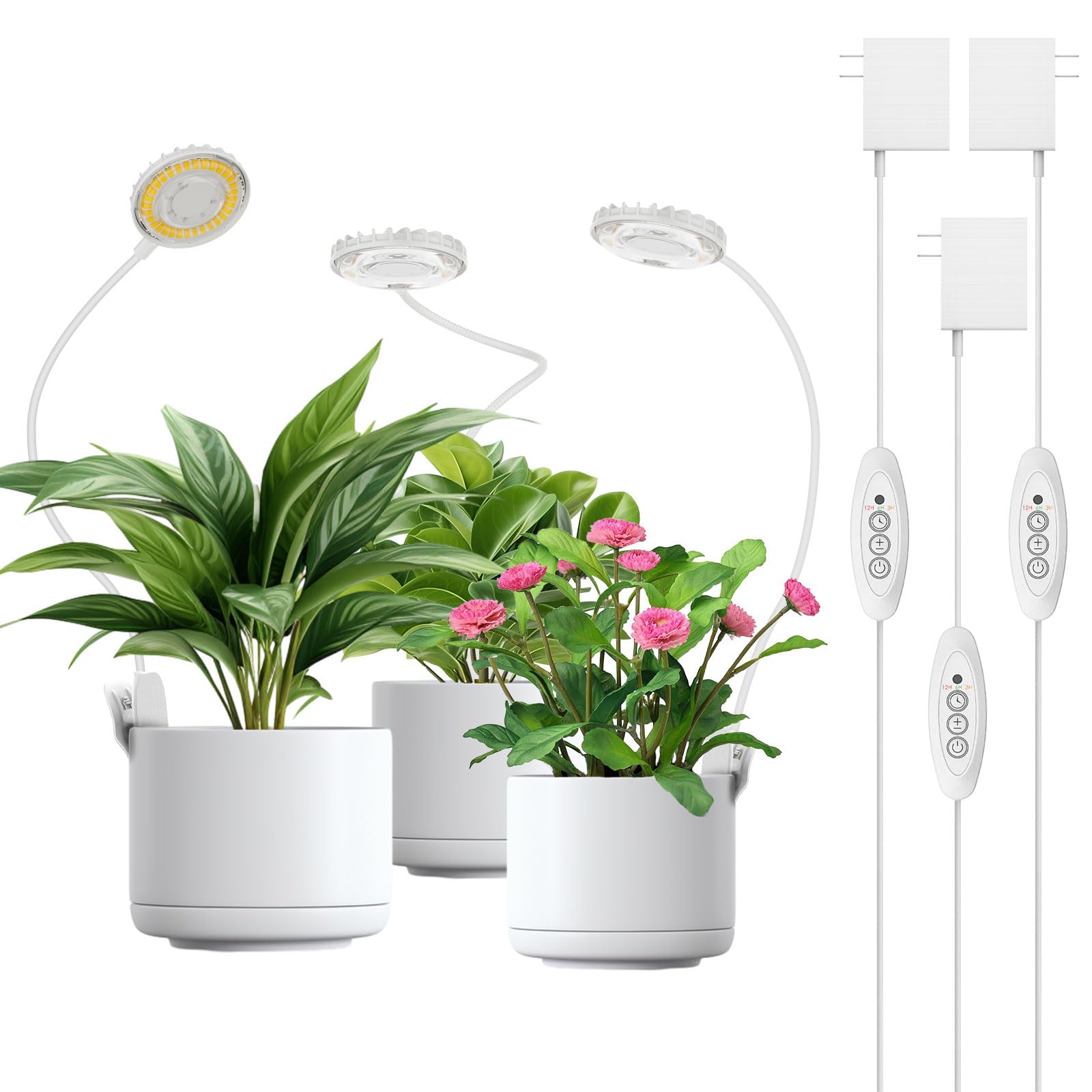 SGLEDs Plant Lights for Indoor Growing, Pot Clip on Grow Lights Full Spectrum, 12W Plant Growing Lamp with 4 Dimmable Levels, 36