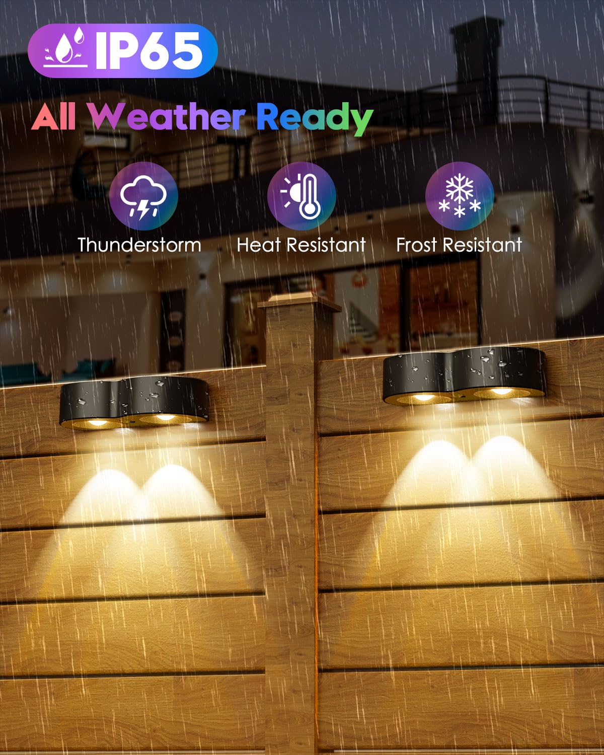 Amiluo Solar Fence Lights - 8 Pack, Waterproof, RGBWW Color Options, Model WL13
