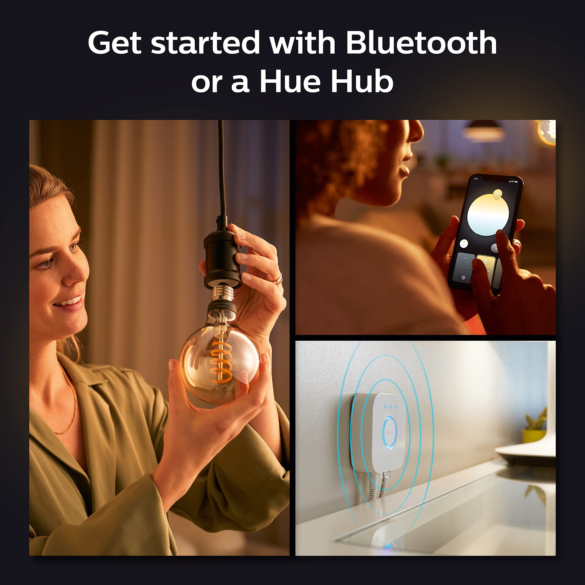 Philips Hue Smart 60W G40 Filament Led Bulb - White Ambiance Warm-To-Cool White Light - 2 Pack - 550Lm - E26 - Indoor - Control