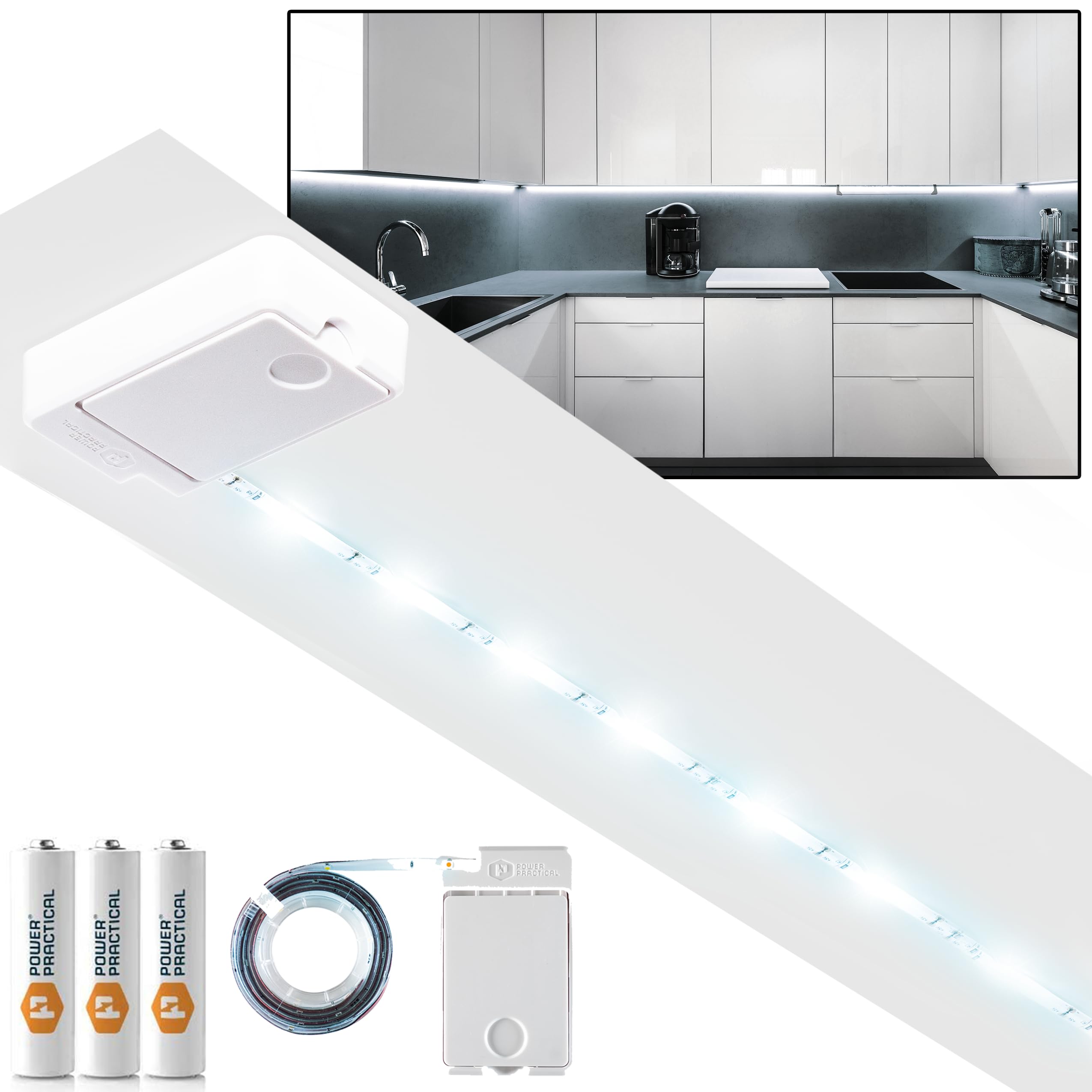 Power Practical Luminoodle LED Light Strip - Daylight White (5000K), Click Model, 1-Pack for Shelves & Cabinets