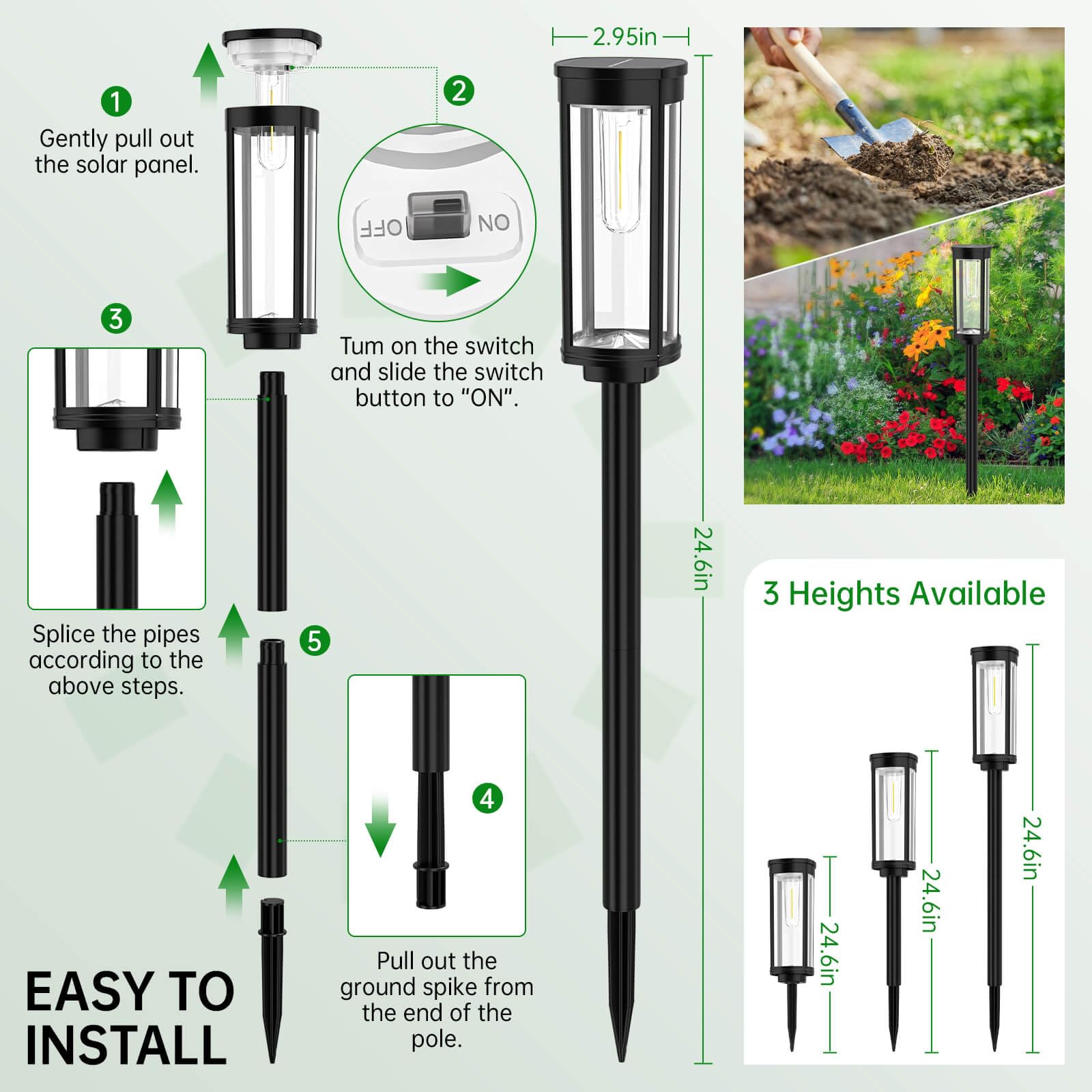 Bitpott Bright Solar Pathway Lights Outdoor, 8 Pack Solar Garden Lights For Outside Waterproof, Outdoor Solar Lights For Yard Garden Lawn Walkway Driveway Landscape Lighting