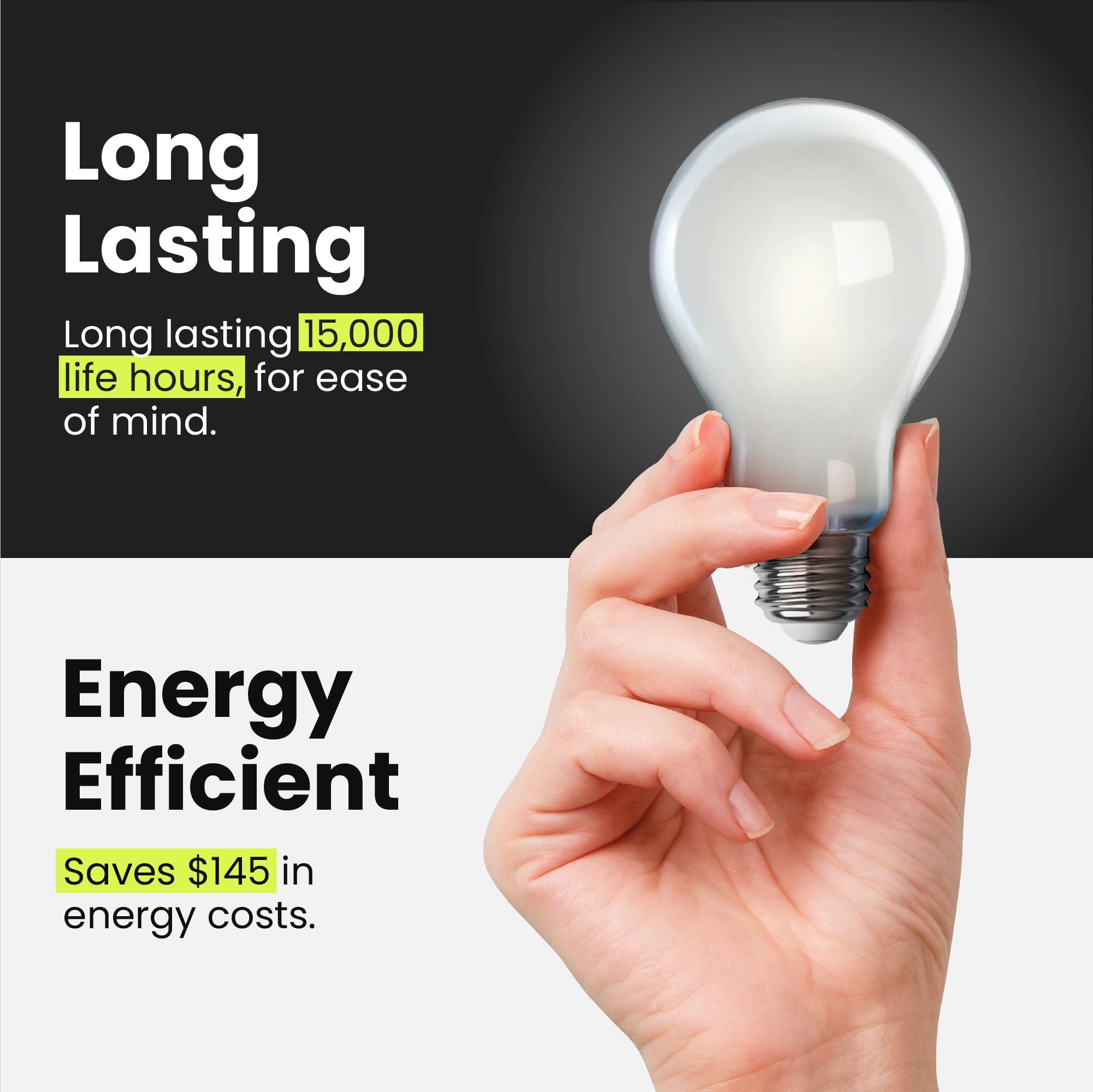 Feit Electric A19 Led Filament Light Bulbs, 75W Equivalent, Dimmable, E26 Standard Base, 1100 Lumens, 5000K Daylight, 13 Years L