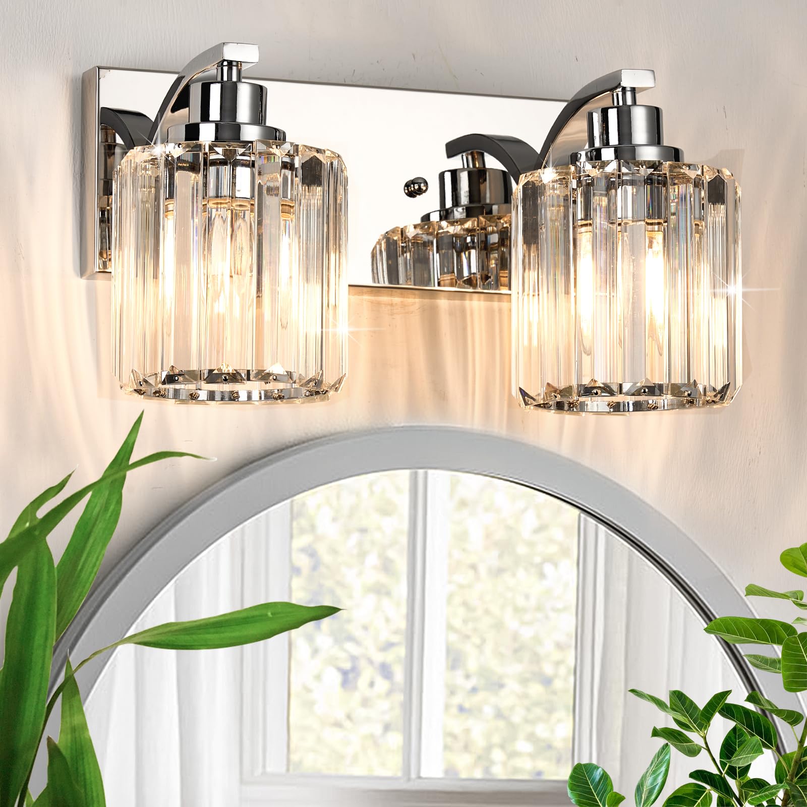 Haolaike 4-Lights Chrome Crystal Bathroom Vanity Light Fixture, Metal, Modern Design, Model c635d9db-e78b-4229-b9e5-b634ec889379