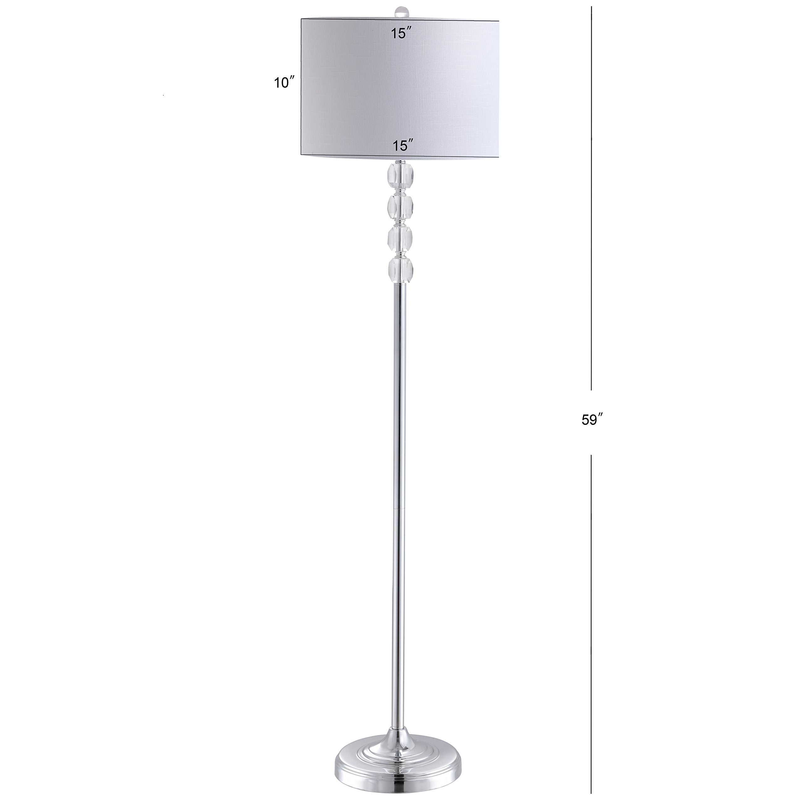 JONATHAN Y LED Floor Lamp, Crystal/Metal, Model JYL2028A, 59.5in, Clear/Chrome, Contemporary Glam for Living Room, Bedroom, Office