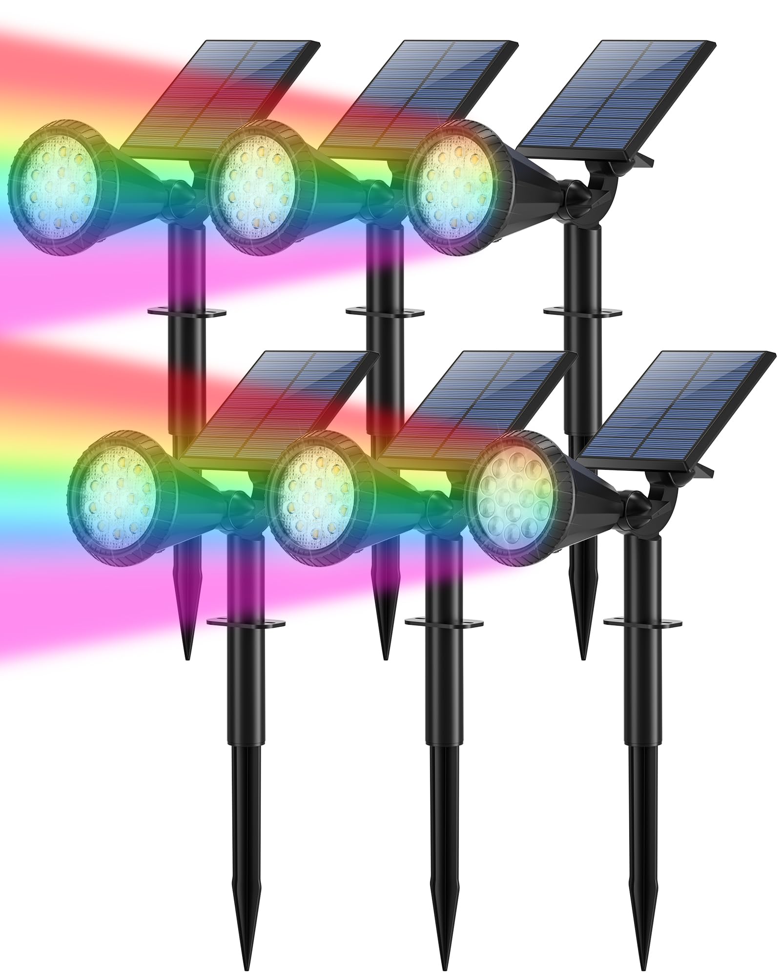 Tadyreal Color Changing Solar Spot Lights Outdoor Waterproof 180 Adjustable Colored RGB Solar Powered Landscape Lights for Yard 