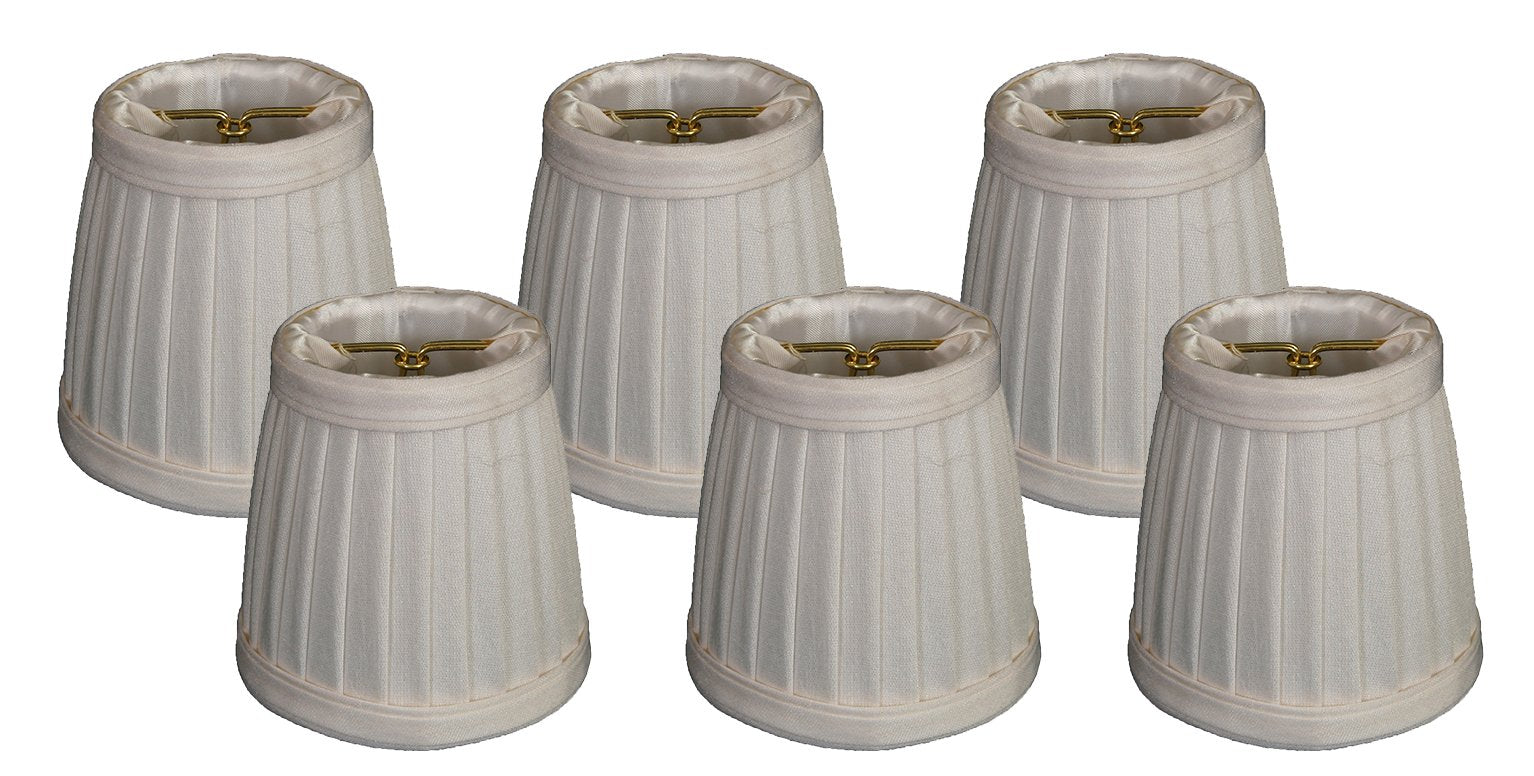Royal Designs Pleated Empire Chandelier Shade, Fabric, Eggshell, 3 x 4.25 x 4.25, Model CS-110EG-6, Pack of 6