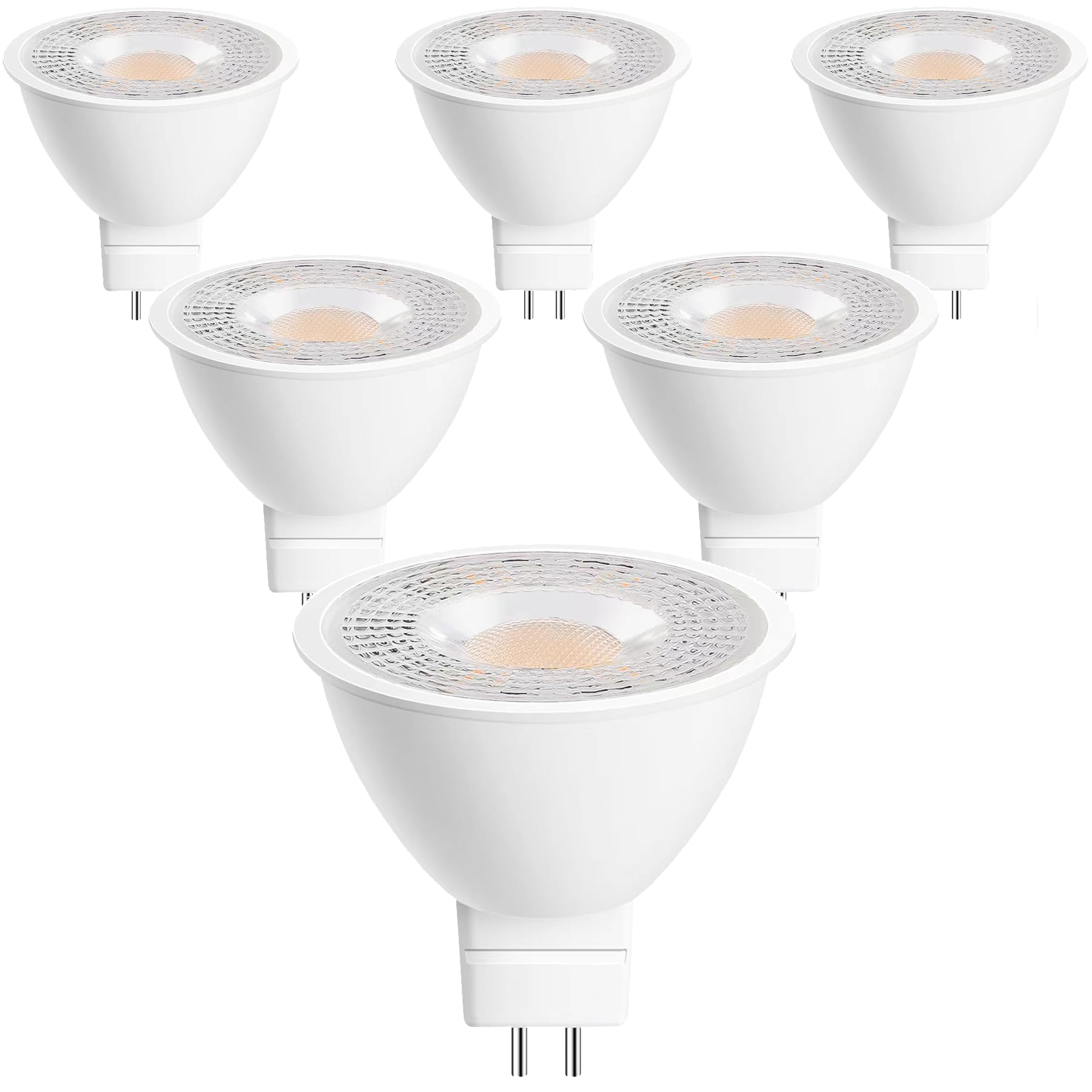 SETEN 6 Pack MR16 GU5.3 LED Bulbs  5W 450 Lumens 3000K Soft White  50W Halogen Equivalent  38 Beam Angle  12V AC/DC  for Indoor/Outdoor Track & Recessed Lighting  Non-Dimmable