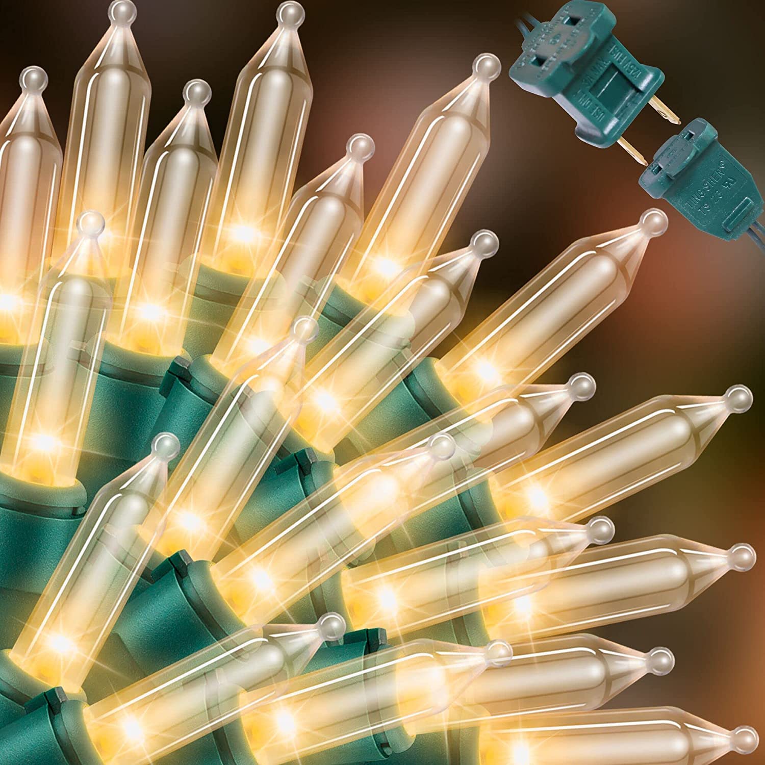 LAMPHOME 300 Count Warm White Christmas String Lights, 63.8ft, UL Certified, Clear Mini Bulb Set for Outdoor Decor (2pk of 150L)
