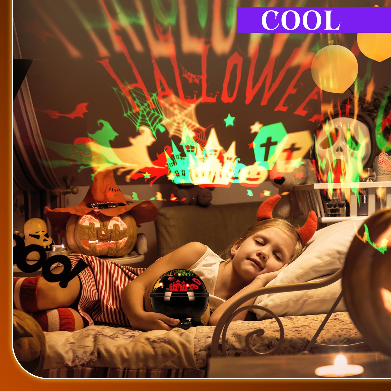 Rossesay Halloween Projector Lights Indoor Happy Halloween Projection Light Led Spooky Pumpkin Ghost Spider Decorative Outdoor Lighting Projectors For Halloween Party Holiday Garden Landscape Decor