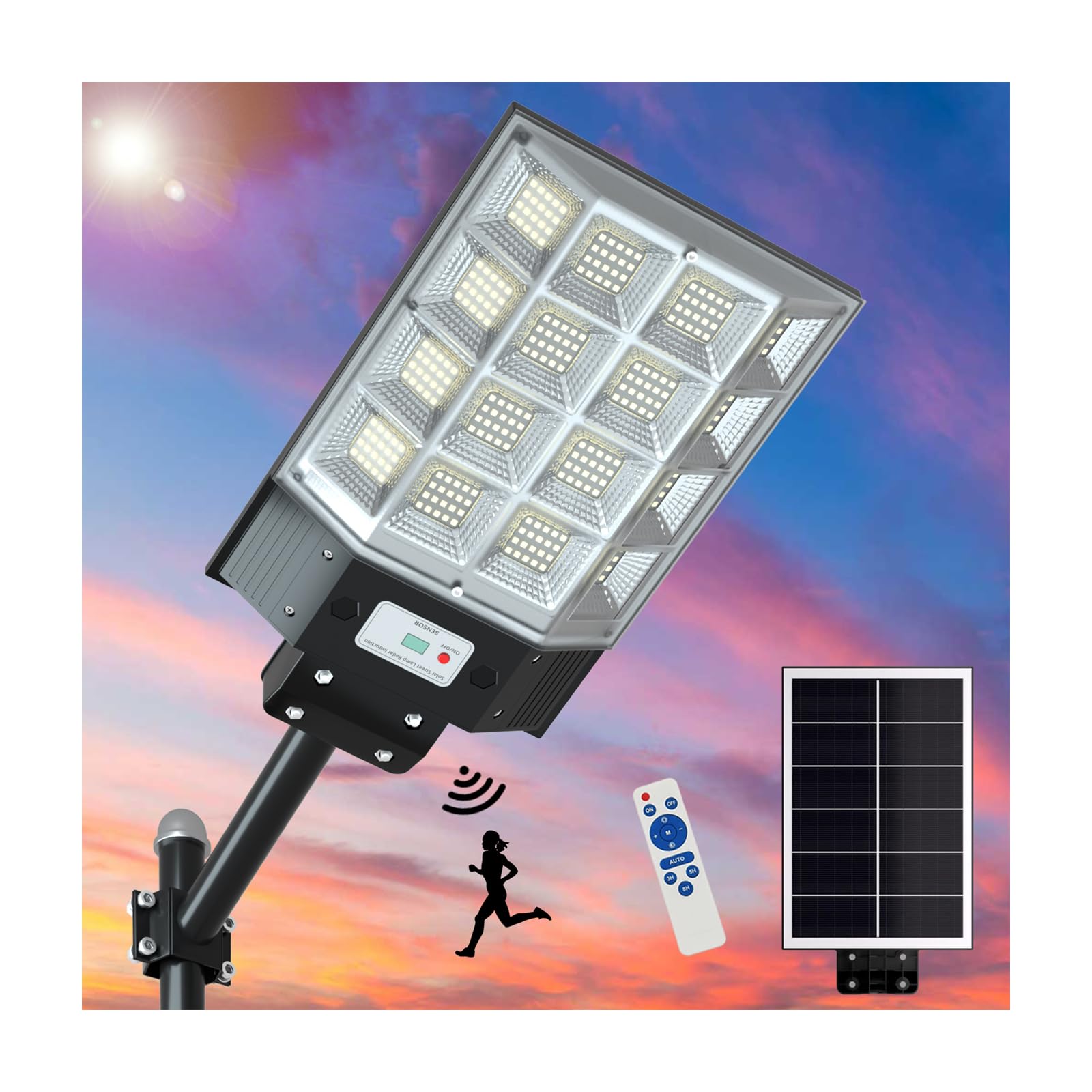 Waitscher 3000W Solar Flood Light, Motion Sensor, 350000Lm, Waterproof, Dusk To Dawn