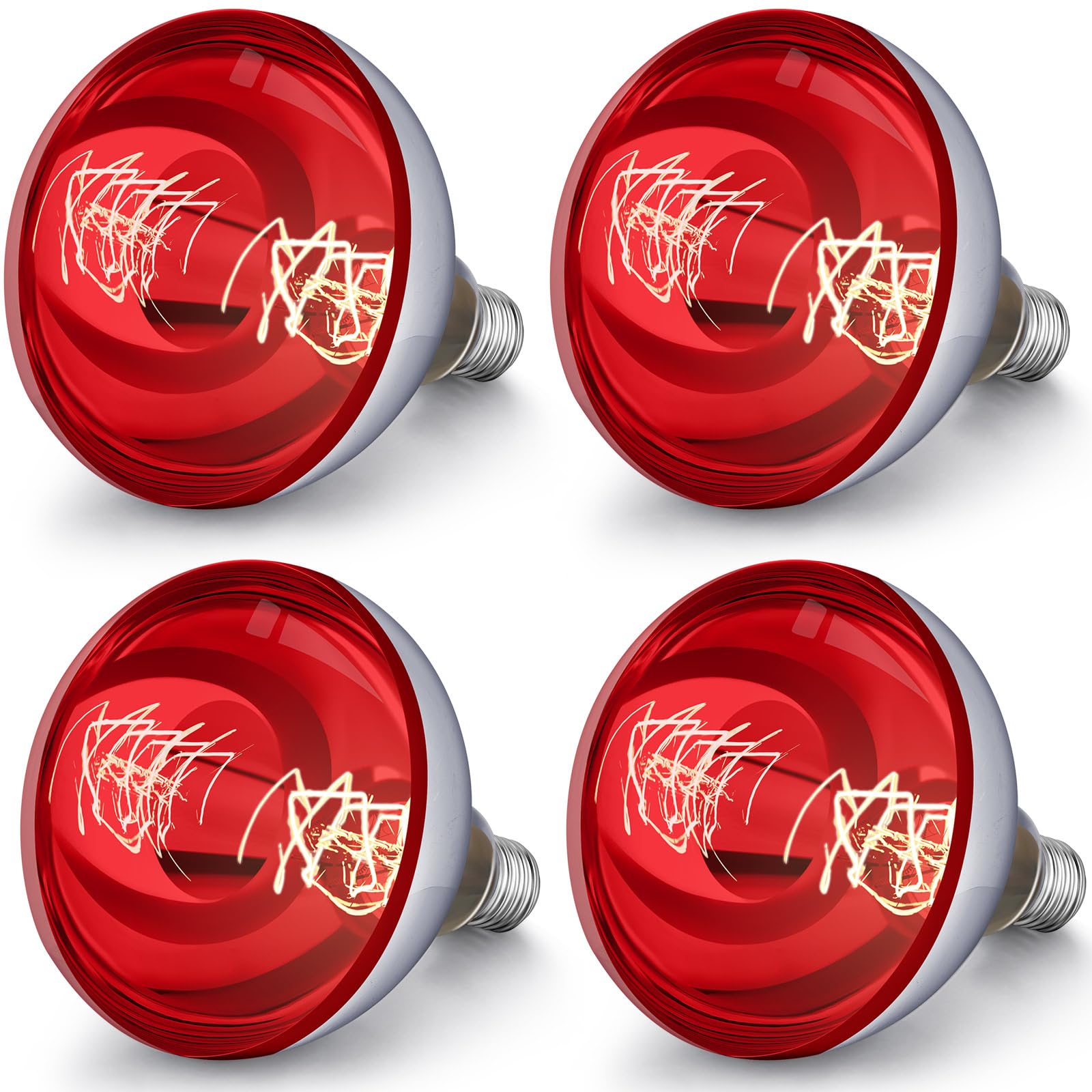 VIHOSE 4 Pack 125 Watt Heat Lamp 120v R40 Heat Lamp Bulbs Glass Incandescent Light Bulbs Incandescent Heating Lightbulbs for Rep