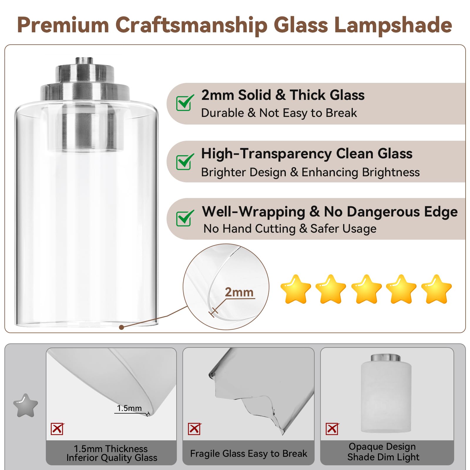 VerRon 4-Light Bathroom Light Fixture, Brushed Nickel, Metal, Model B27002PB, Modern Vanity Lights with Clear Glass Shades
