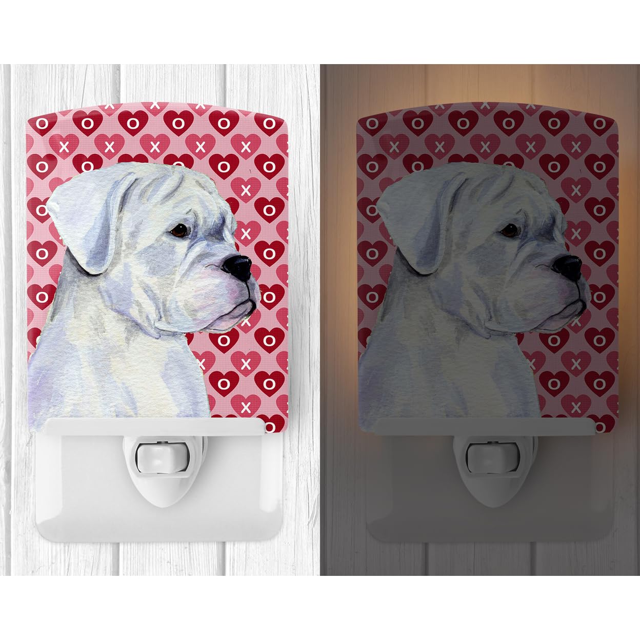 Carolines Treasures Ceramic Night Light, Boxer Hearts Design, UL-Certified, 6x4x3in, Multicolor, Model SS4509CNL