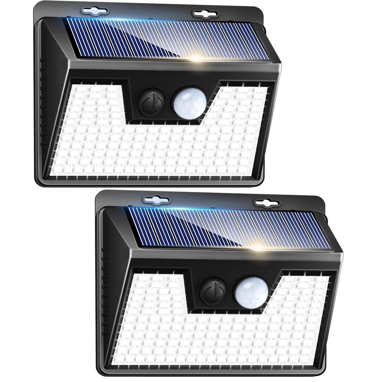 Peasur 2 Pack Solar Lights Outdoor Motion Sensor, 140 Led Solar Powered Fence Wall Light Waterproof, 3 Modes Solar Security Ligh