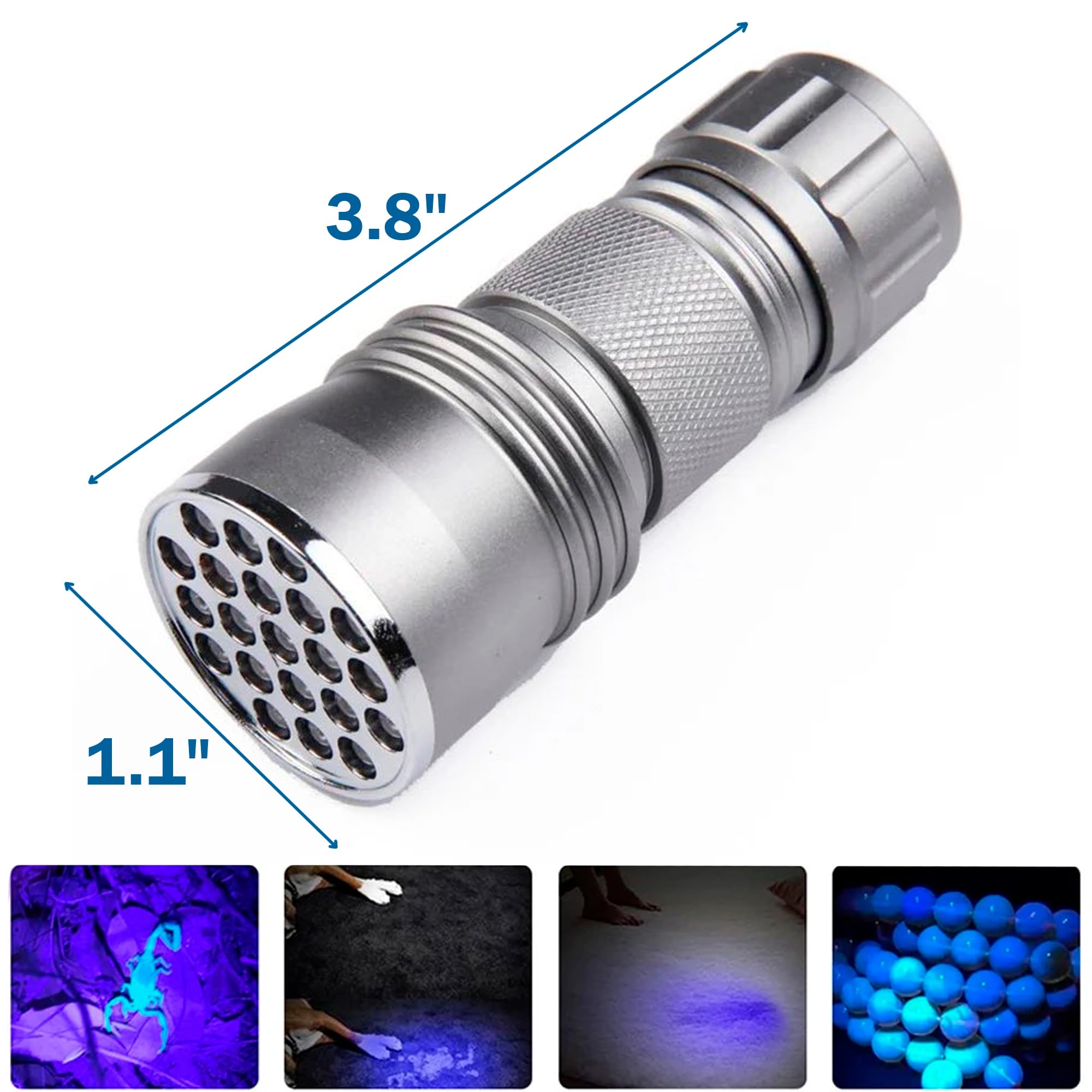 HQRP 21 LED Flashlight Blacklight for Uranium & Vaseline Glass - Purple, Model 88466710824123