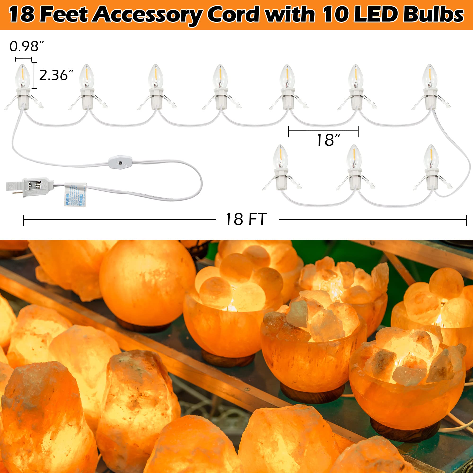Meonum 2 Pack Accessory Cord With 20 Led Light Bulb C7 Cord Clip Christmas Village Lights With Double Spare Fuse Blow Mold String Lights Decoration For Xmas Village House Pumpkin Crafts