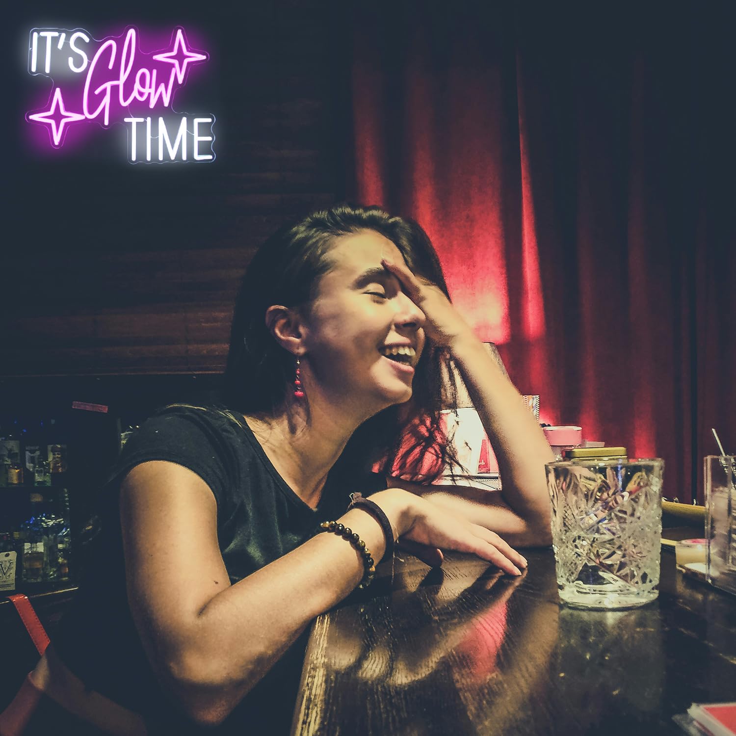 ItS Glow Time Neon Sign Party Decorations Pink White Letter Neon Light Star Led Sign For Wall Celebrate Party Neon Signs For Bedroom Thanksgiving Christmas New Year Bar Decor Girl Gifts