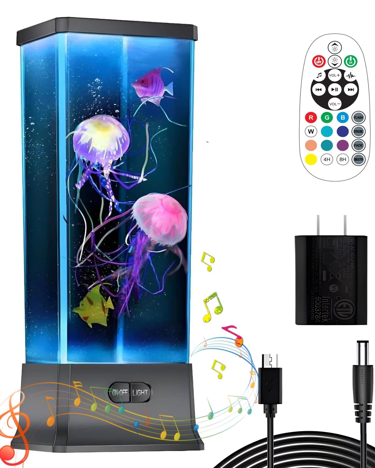 COLORLIFE Cool Electric Jellyfish Lamp with Bluetooth Speaker Music Gift for Boys Girls Adults Aquarium Tank Sensory Mood Night 
