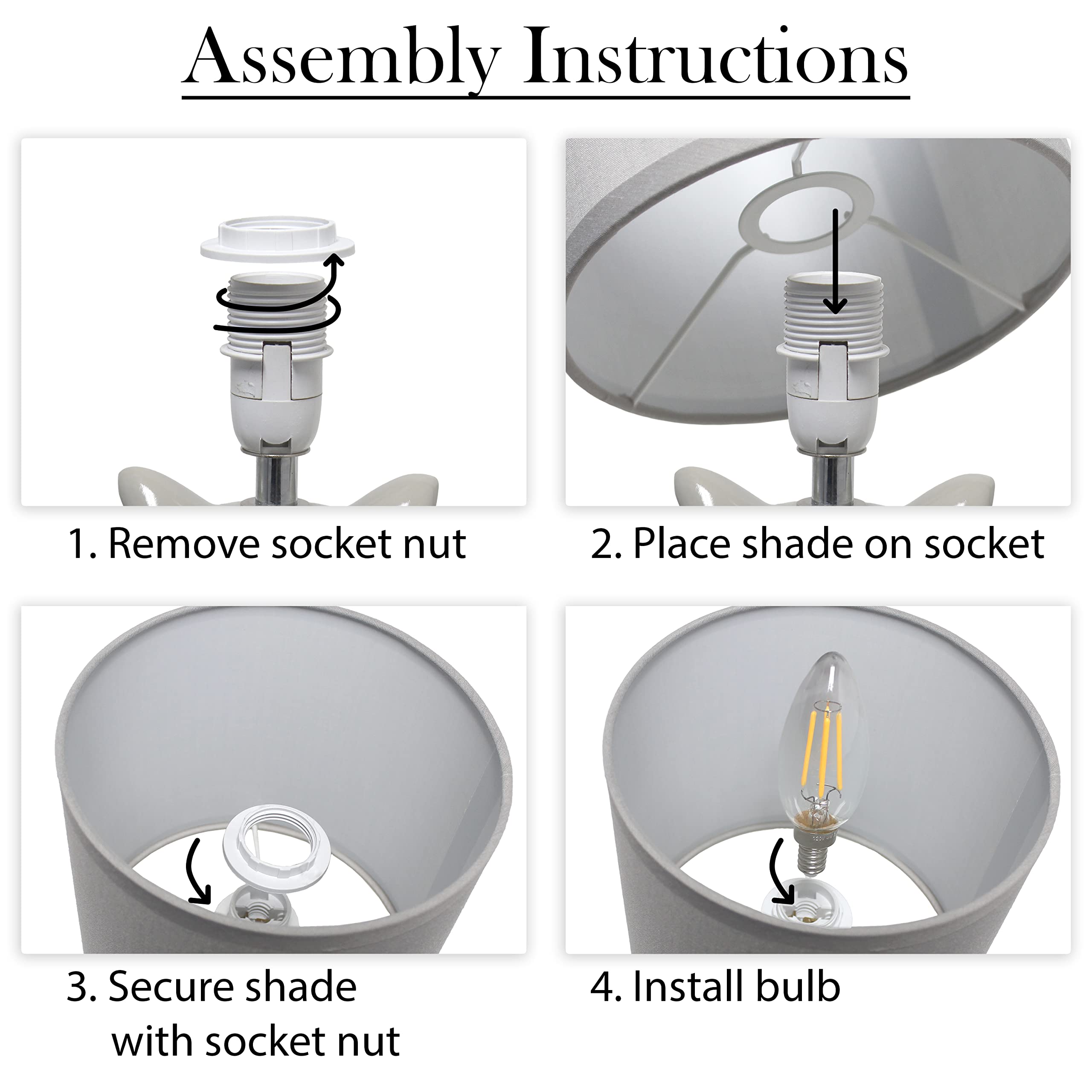 Simple Designs Lt1136-Gry Gray Ceramic Owl Table Lamp 12.8 With Fabric Shade For Bedroom, Living Room, Nursery