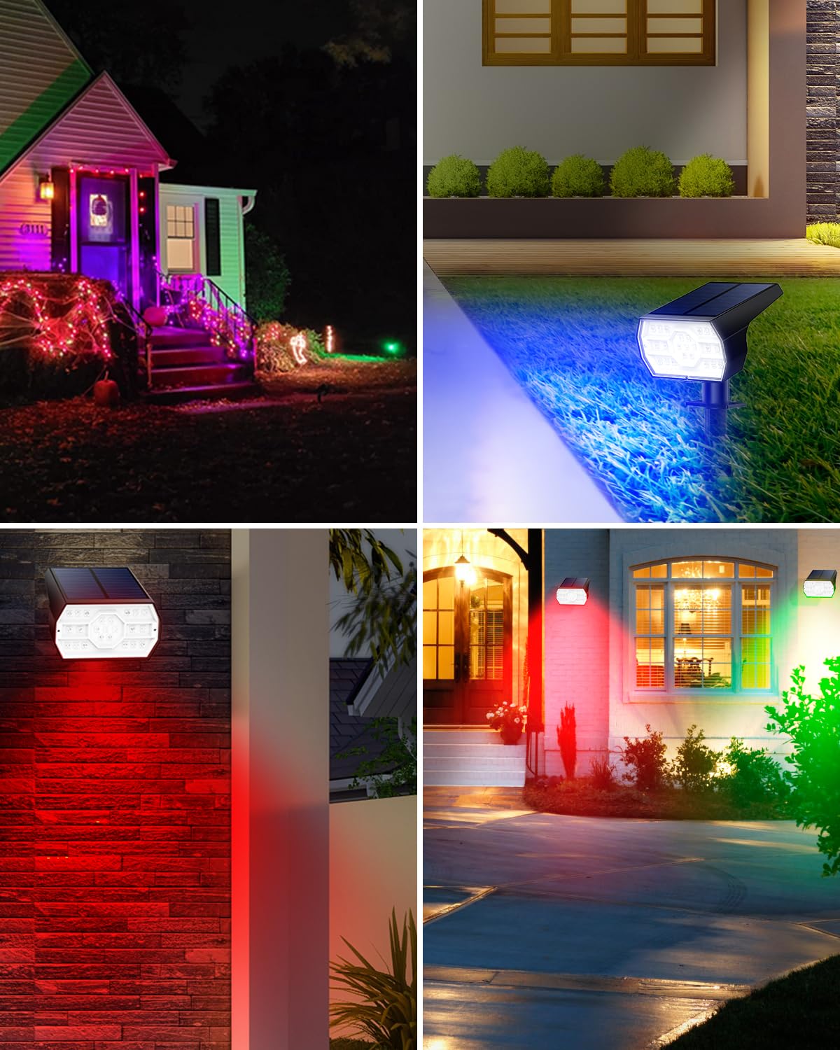 Kaxiida Solar Color Changing Lights - IP68 Waterproof Exterior Lights with 7 Modes, Multicolor RGB for Garden, Yard & Landscape