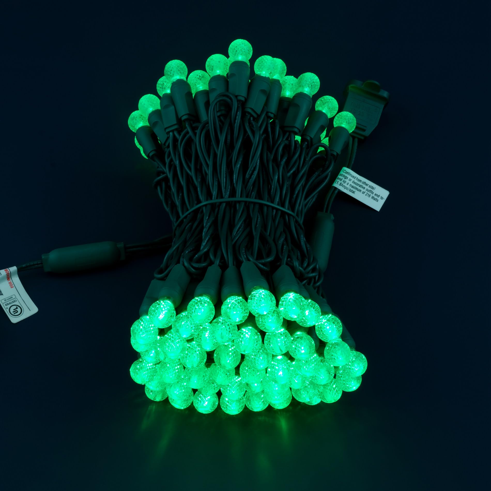 Sweet Shine 100 Green Raspberry One-Piece Led Christmas Lights, 33 Ft Green Cord High Waterproof Ul Certified G12 Outdoor String