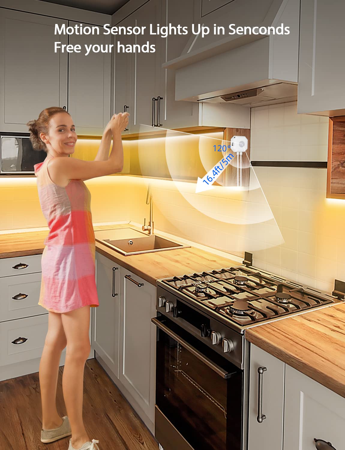 Maticod Motion Sensor Lights Indoor Under Bed Lights, Plug-In Rgb Motion Sensor Led Light Strip For Bedroom, Under Cabinet Light