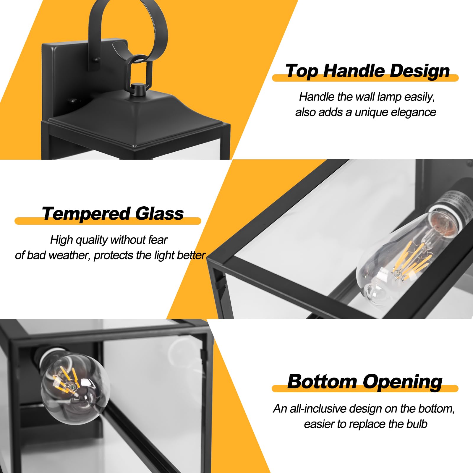 Yolsunes 19&quot; Black Outdoor Wall Light Fixture, Waterproof Industrial Porch Sconce