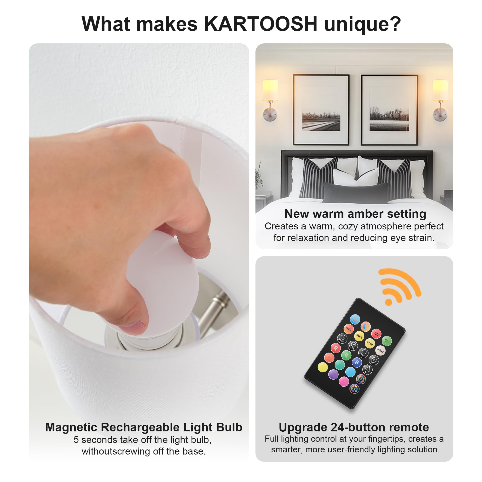 KARTOOSH Battery Operated Wall Sconce Set of Two, Wireless Rechargeable, Dimmable, 13.5 Inch, Nickel, Model ZM213BNC35-N1