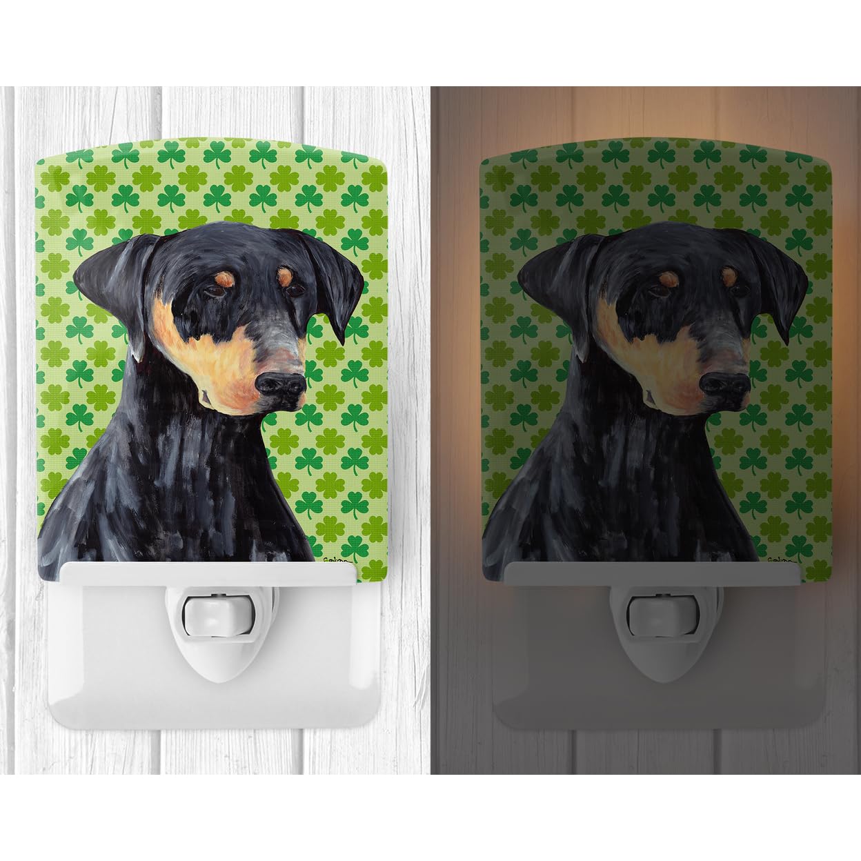 Carolines Treasures Ceramic Night Light, Doberman Portrait, 6x4x3in, UL-Certified, Multicolor, Model SC9297CNL