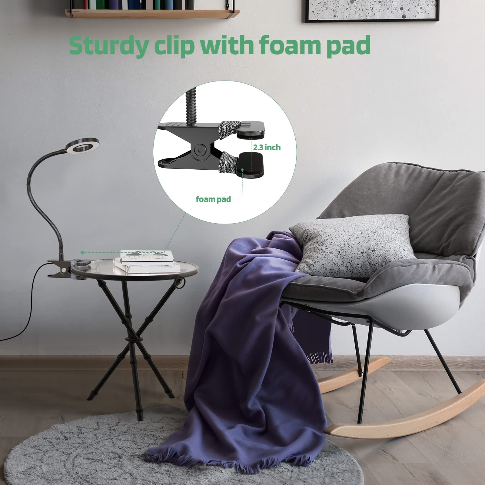 GLORIOUS-LITE 36 LED Clip-on Light, 4 Modes, 360° Gooseneck, Eye-Caring Black Lamp, Model AS-0108 for Desk, Headboard,