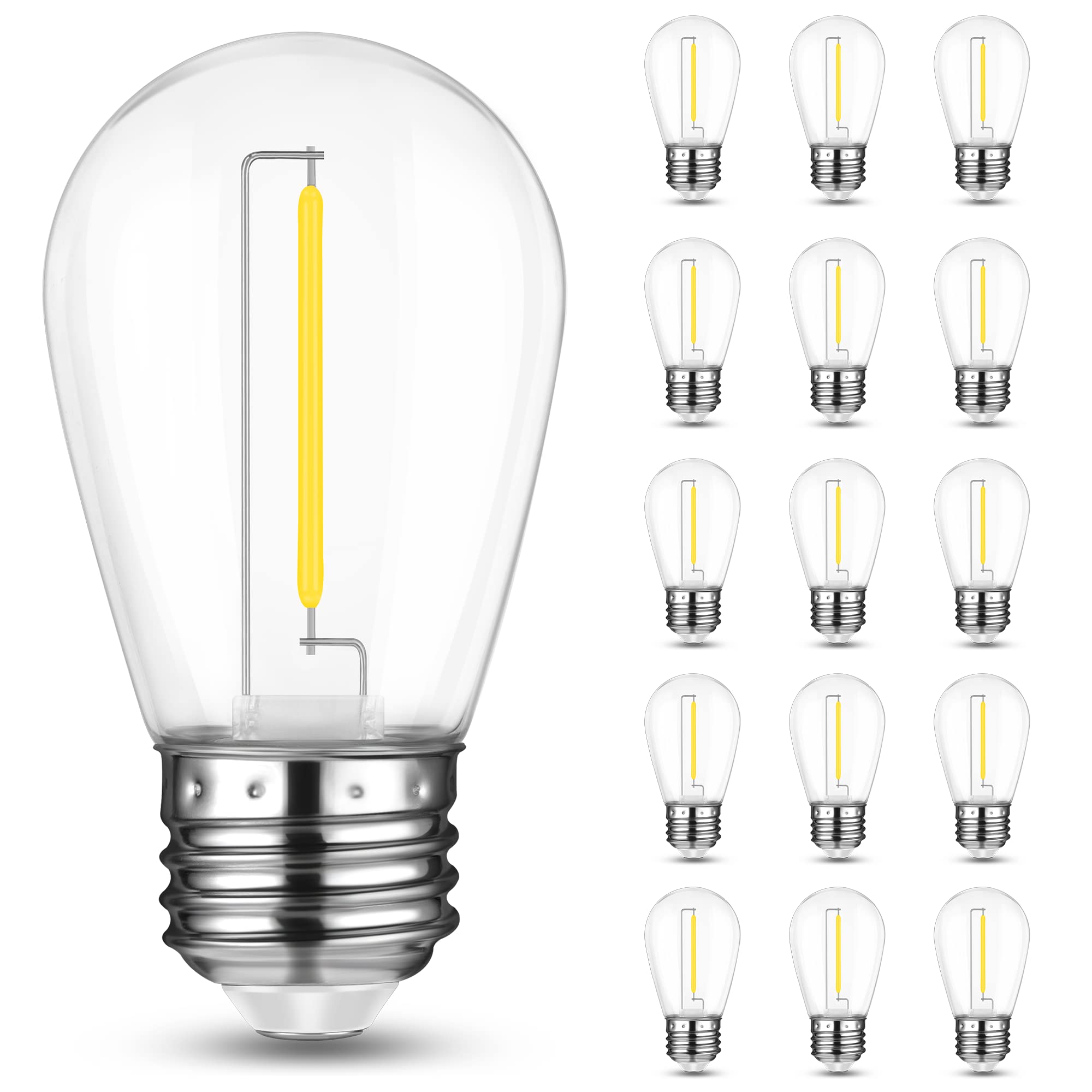 Mlambert LED String Light Bulbs, Shatterproof Outdoor String S14 Replacement Light Bulbs 4000K, Waterproof 1W LED Edison Bulbs Equal to 11W,Not Solar