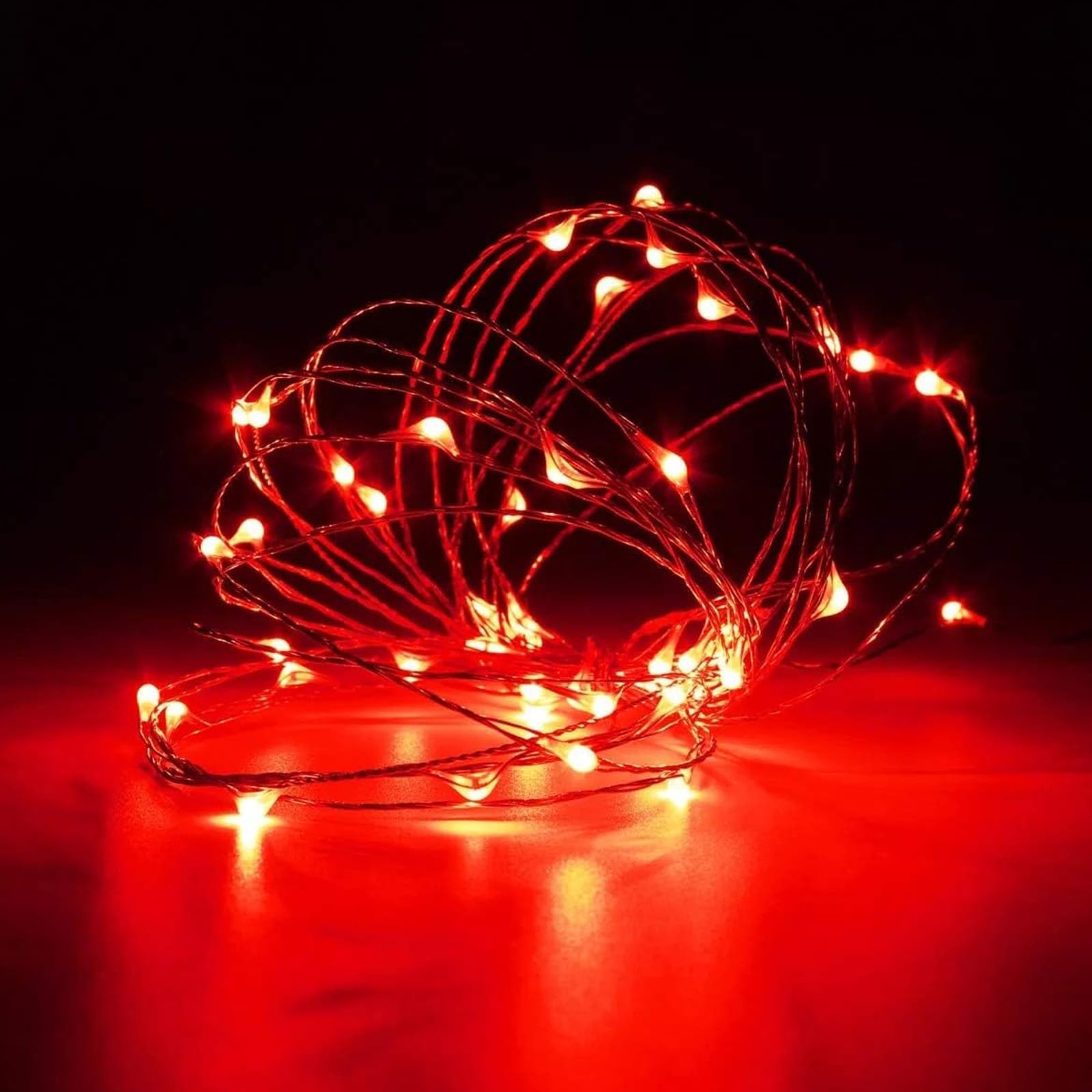 EXF 4-Pack Fairy Lights, 50 LED, Battery Operated, Waterproof, 16FT, Red, Model YHY-BO50LED