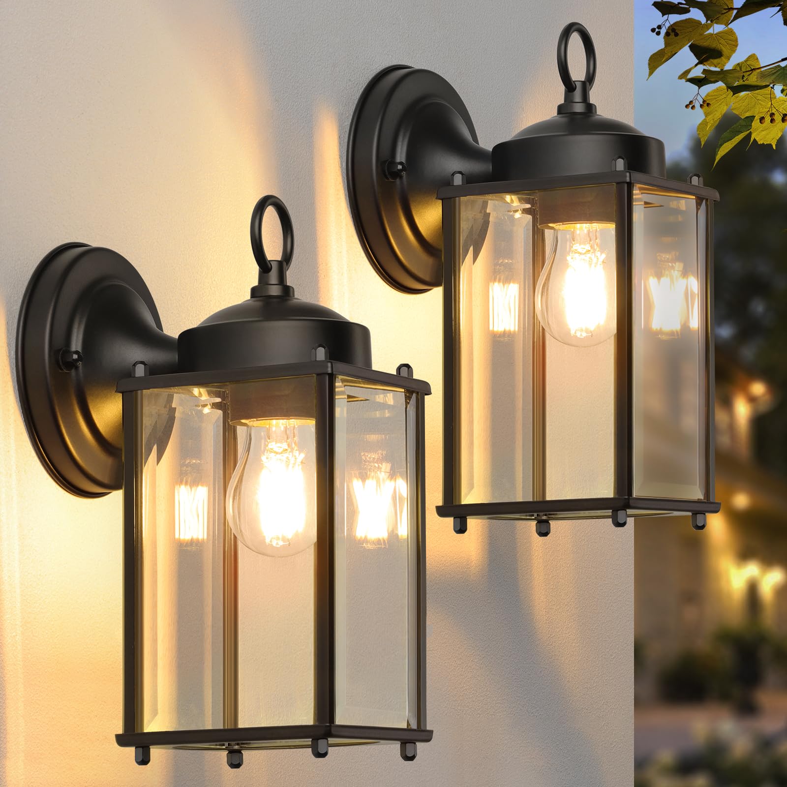 Matameye Outdoor Wall Lantern, Exterior Waterproof Wall Sconce Light Fixtures, Black Front Door Wall Lighting, Anti-Rust E26 Soc