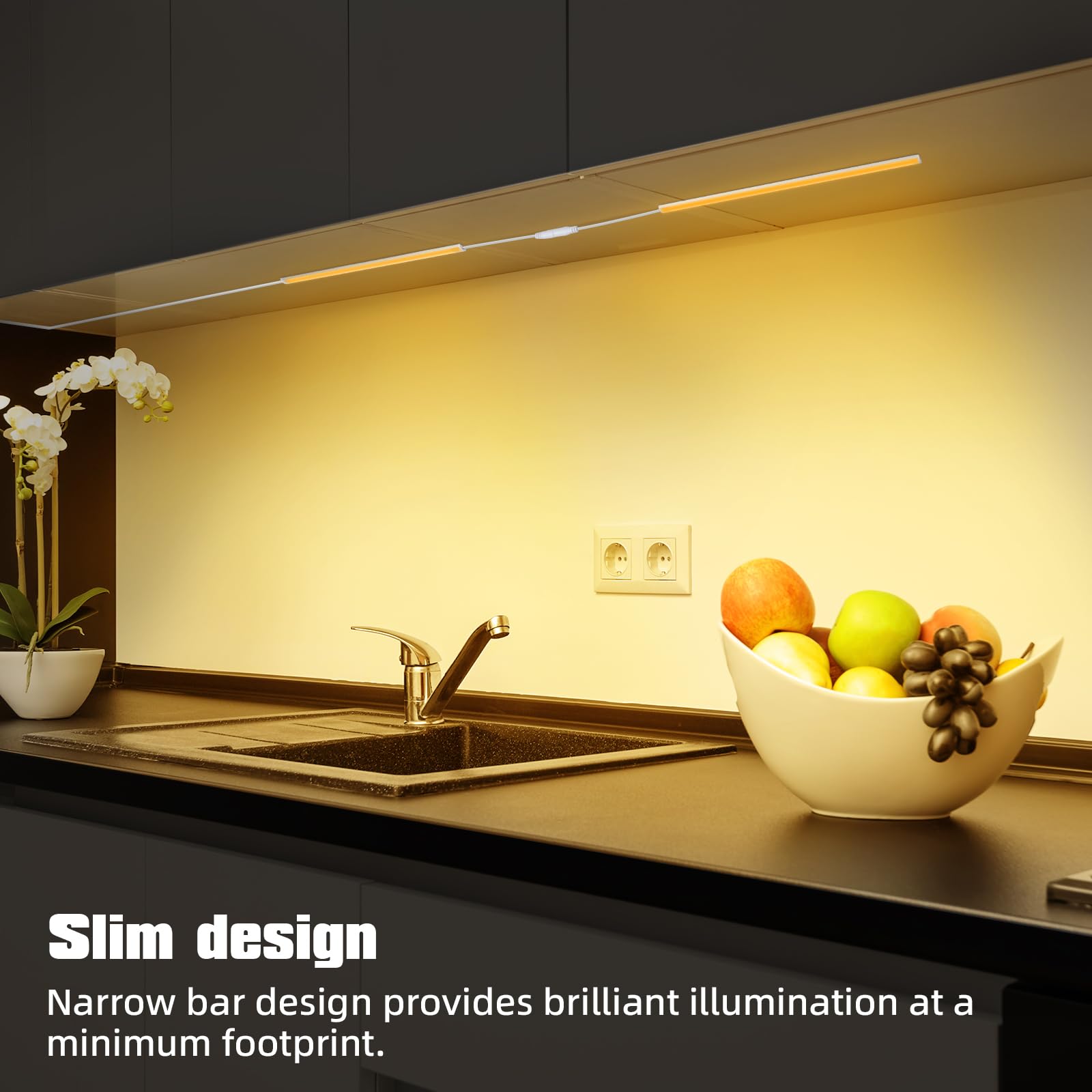 JUSJUBR Under Cabinet Lights, LED Light Bars, Dimmable, Warm White, 4 Pack, 12 Inch, Aluminum