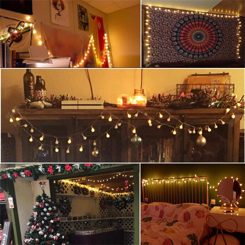 Amars 33Ft Warm White Globe Led Fairy Lights With Remote Timer - Battery Operated Indoor/Outdoor Decor