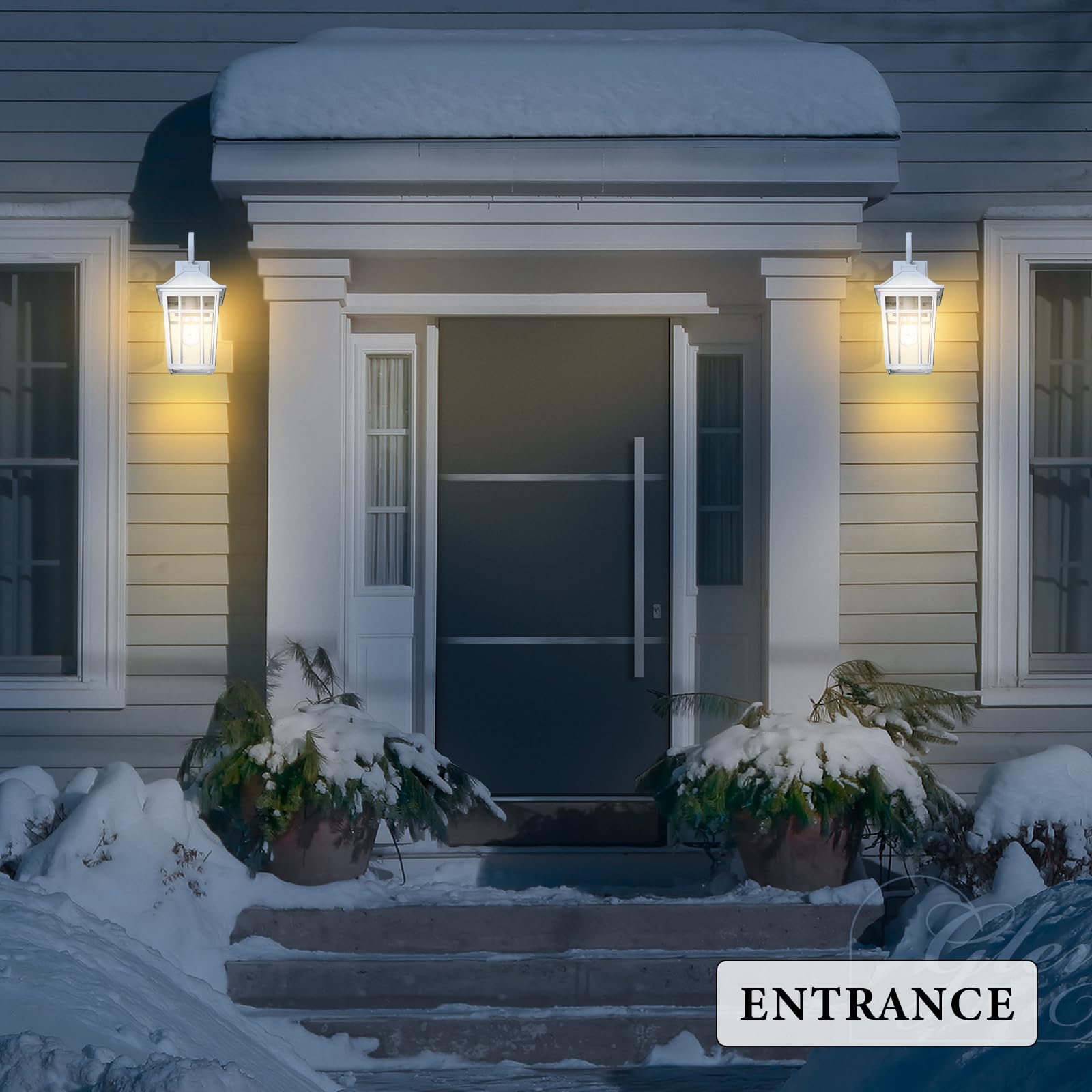 Darkaway Large Outdoor Wall Lights For House  18Inch Exterior Lighting Fixtures 2Pcs Wall Mount Outdoor Porch Lights White Outdoor Sconce Lights With Seeded Glass For Hallway Garage
