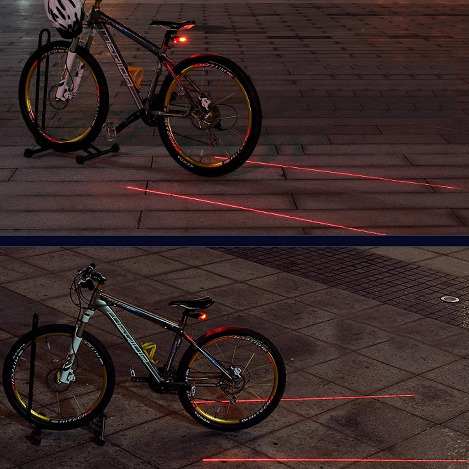 EWUHRY Bike Taillight - 7 Flash Modes, Waterproof, 5 LED & 2 Laser Beams, Red, A - Tail Light