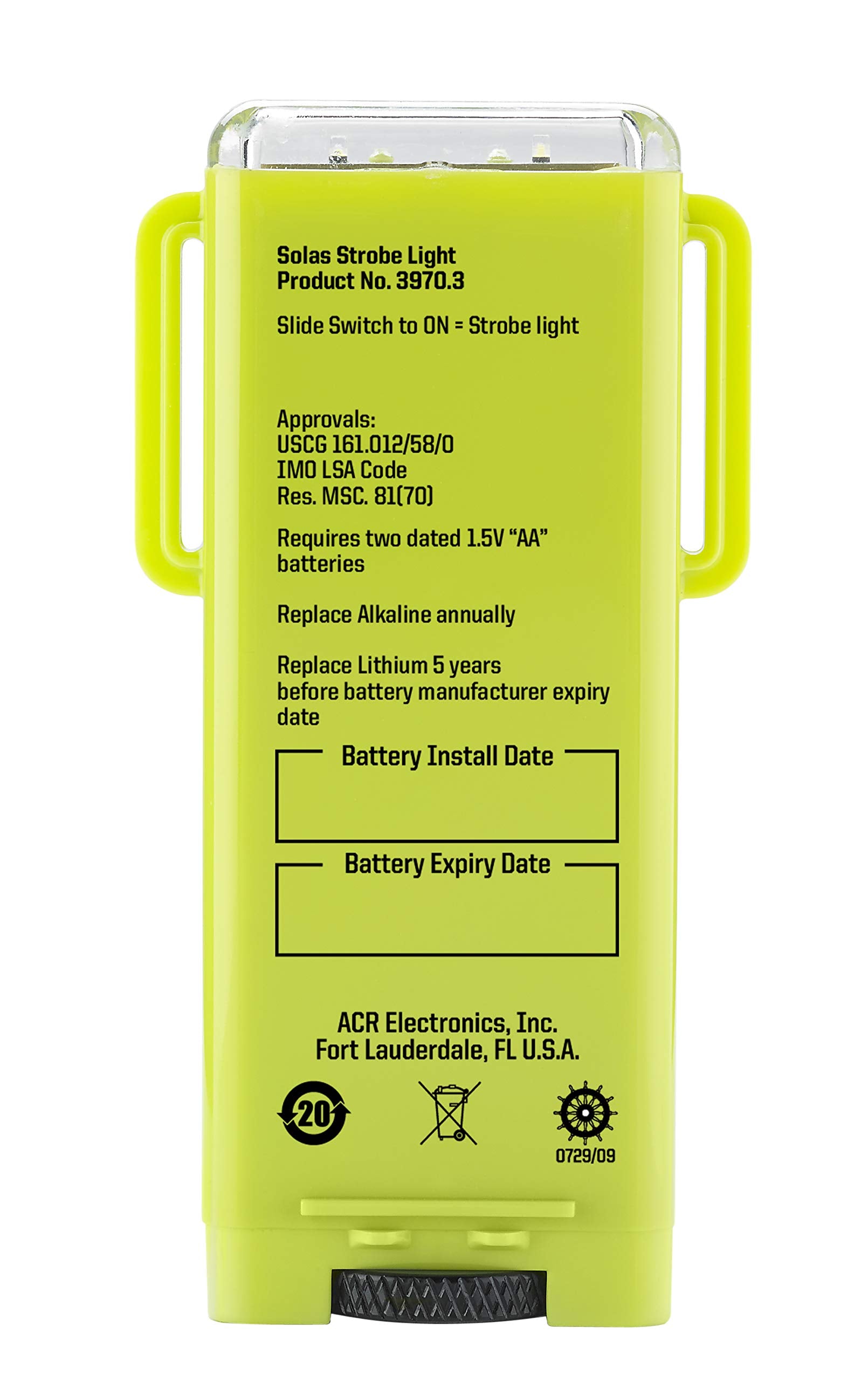ACR Firefly PRO 3971.3 Water Activated Rescue Strobe Light, Yellow, One Size, Plastic