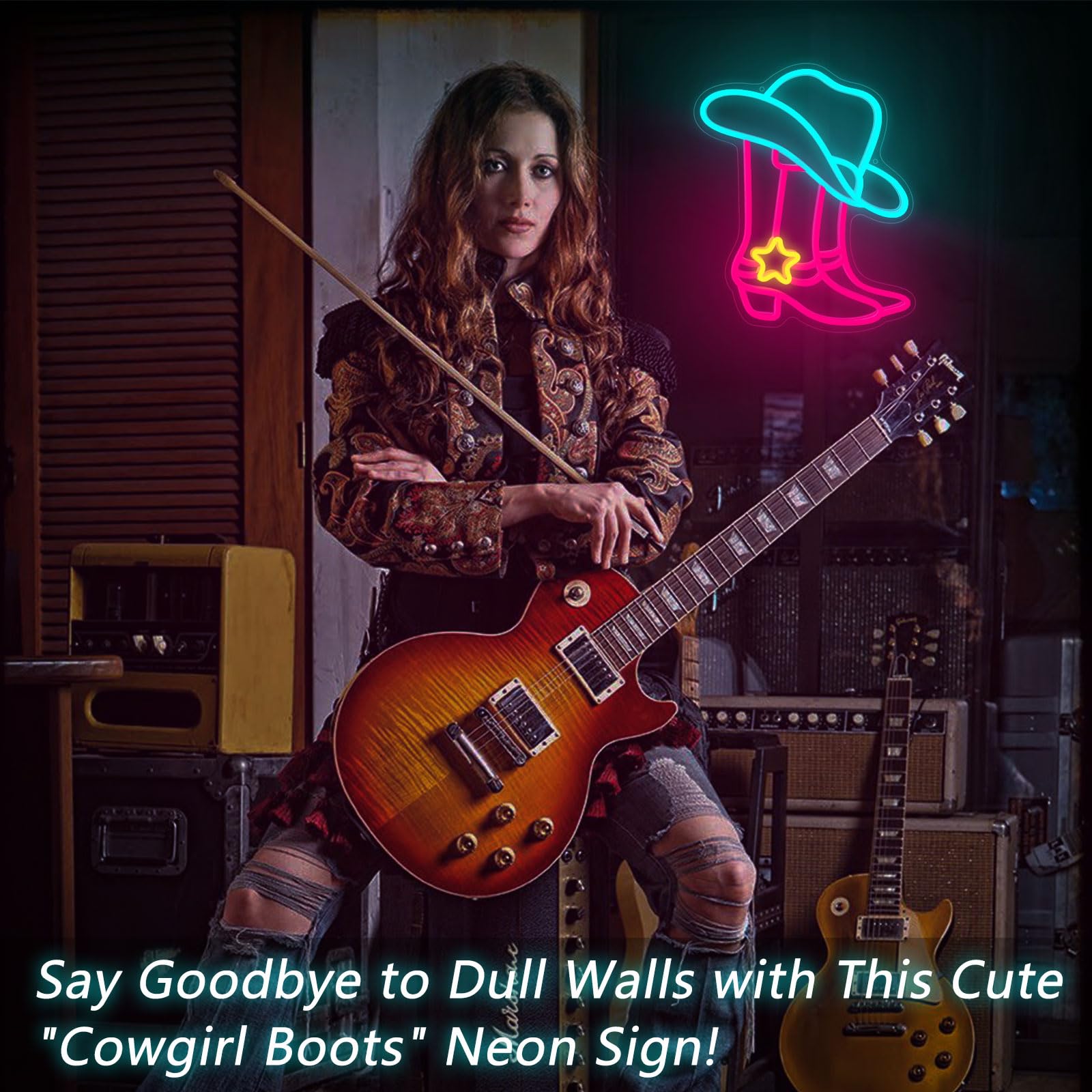Nen Sign Cowboy Boot Neon Light, USB Powered LED Sign for Wall Decor, Pink Western Cowgirl Design