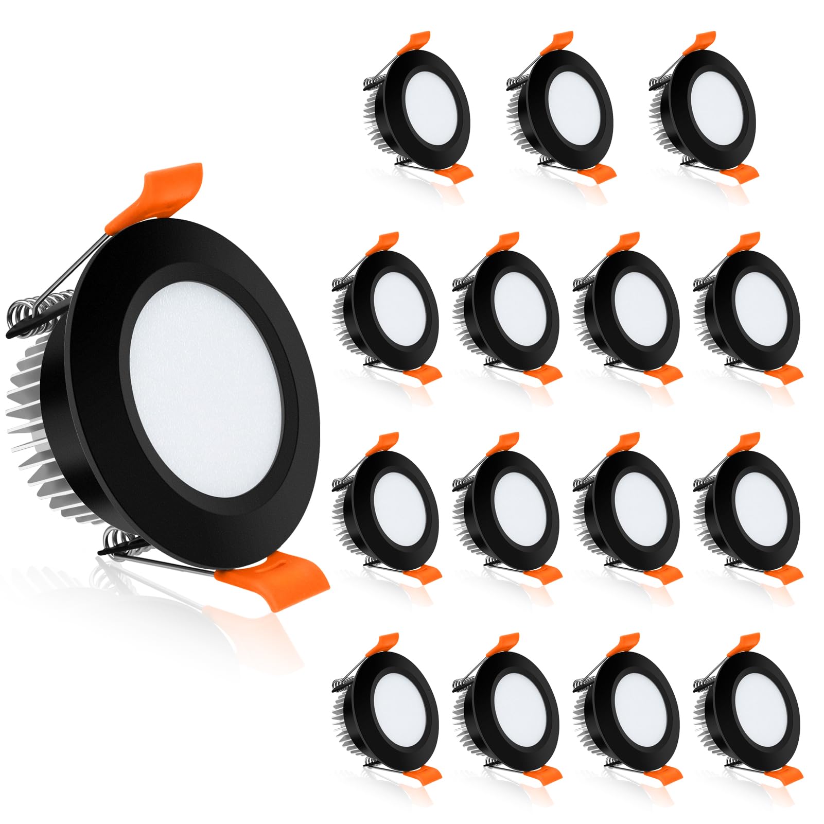 YGS-Tech 2 Inch LED Recessed Lighting, Dimmable 3W, 2700K Ultra Warm White, 16 Pack, Plastic