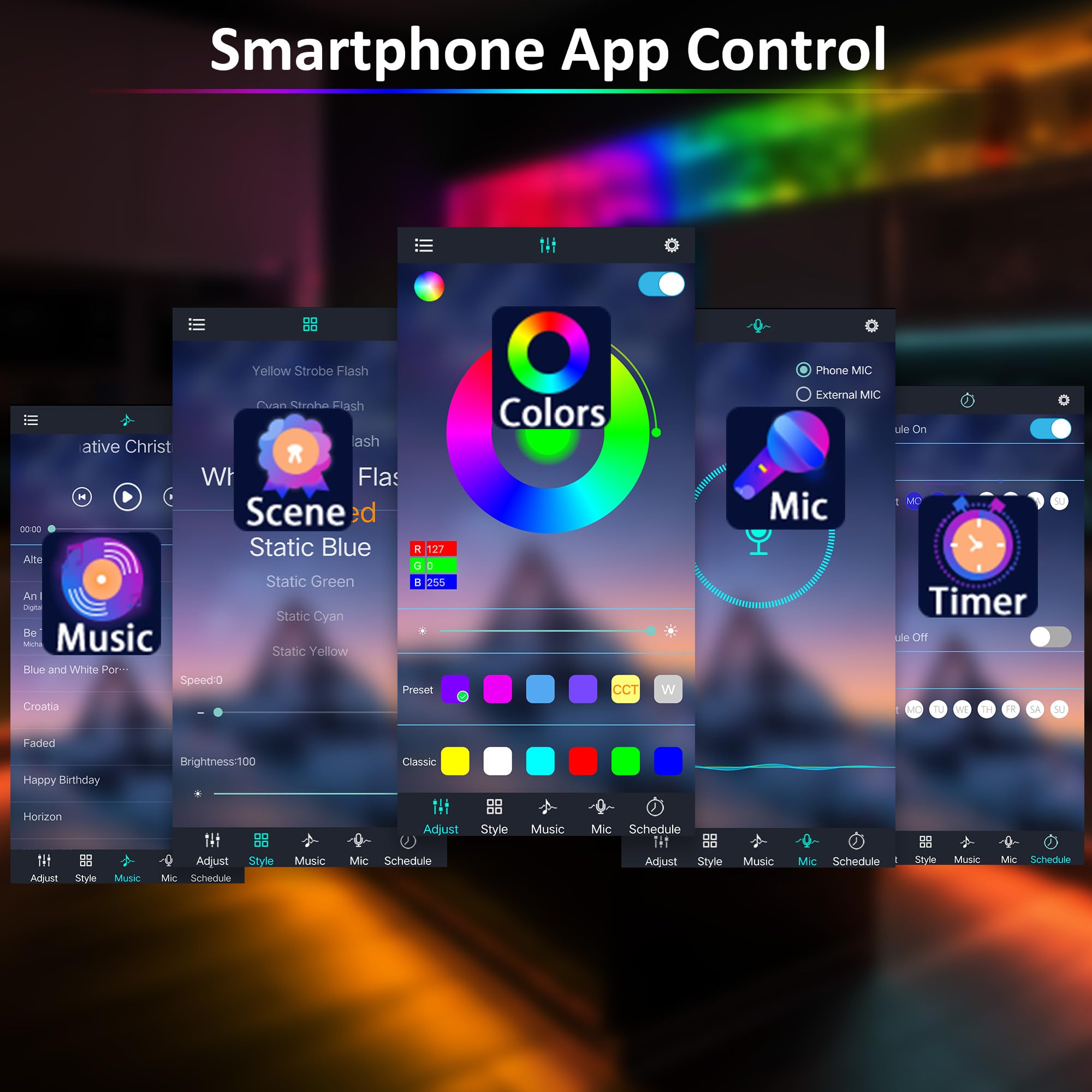 Lafulit 8 Pcs Rgb Under Cabinet Lights Kit, App And Remote Control Led Strip Lights, Music Sync Color Changing Led Lights, Plug In Light For Cabinet, Counter, Shelf, Bookcase, 13Ft