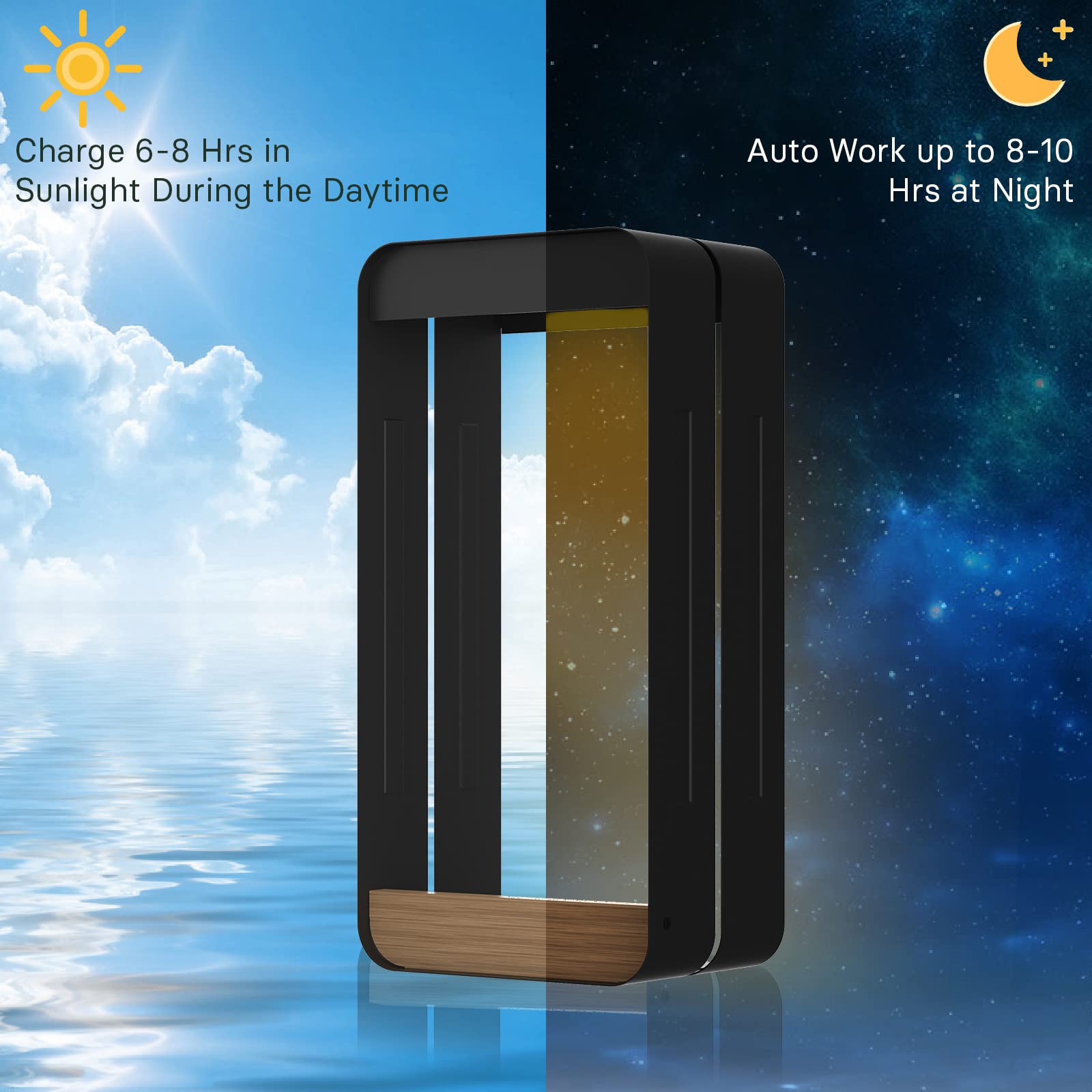 Grand patio LED Solar Power Wall Sconce - Waterproof Black L-Rectangle Planter Light, Model LED Light-010 for Porch & Patio