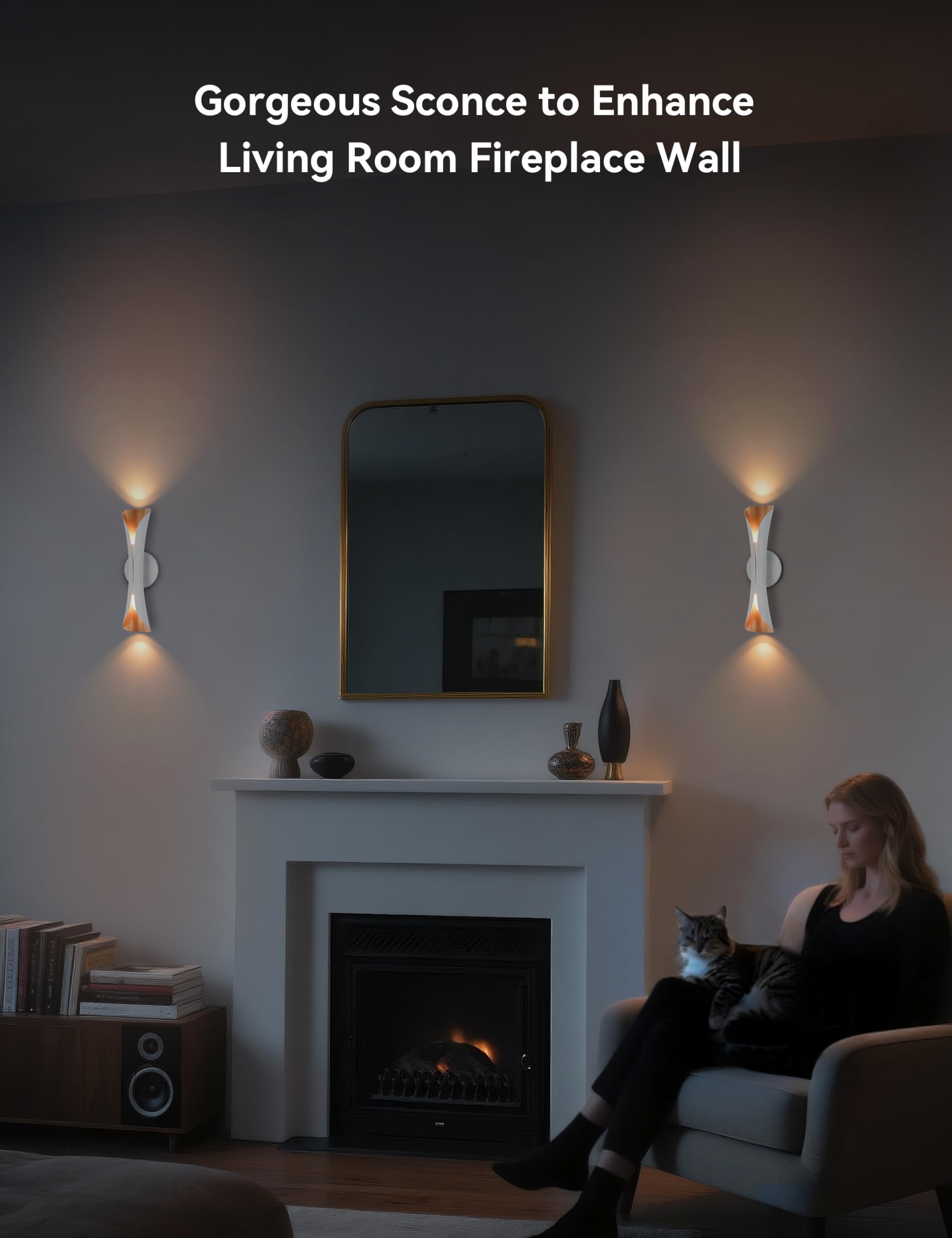 Tubicen Wall Sconce Up And Down Wall Light Indoor Dimmable E12 Home Theater Sconces Wall Lighting 15.7 H Sleek Modern Wall Lights For Living Room Bedroom Stairway Hardwired