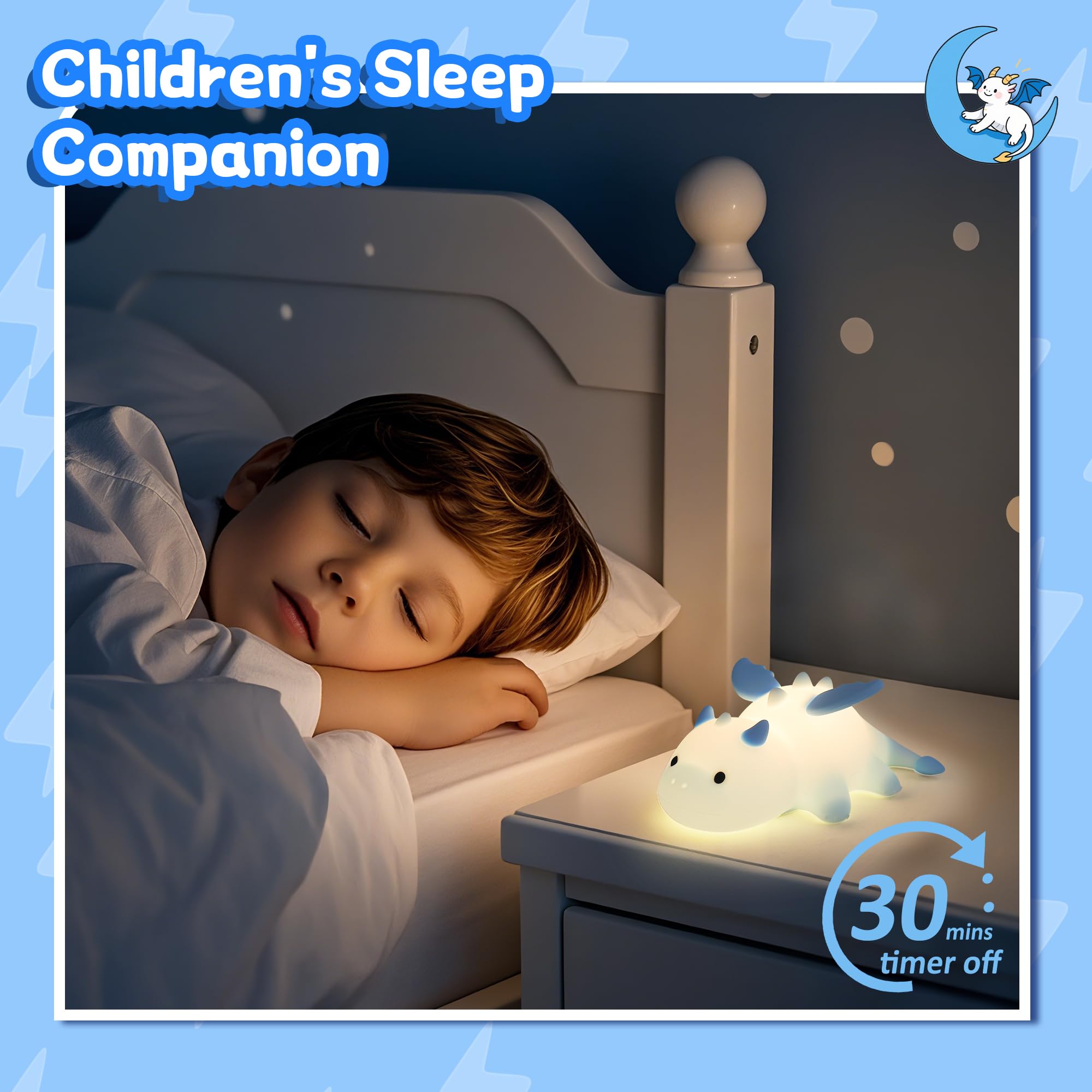Attivolife Dragon Night Light For Kids  Cute Soft Silicone Touch Lamp With 8 Color & Dimmable & Timer  Portable Nursery Bedroom Bedside Decor Led Light  Birthday Xmas Gifts For Baby Toddler Boy Girl