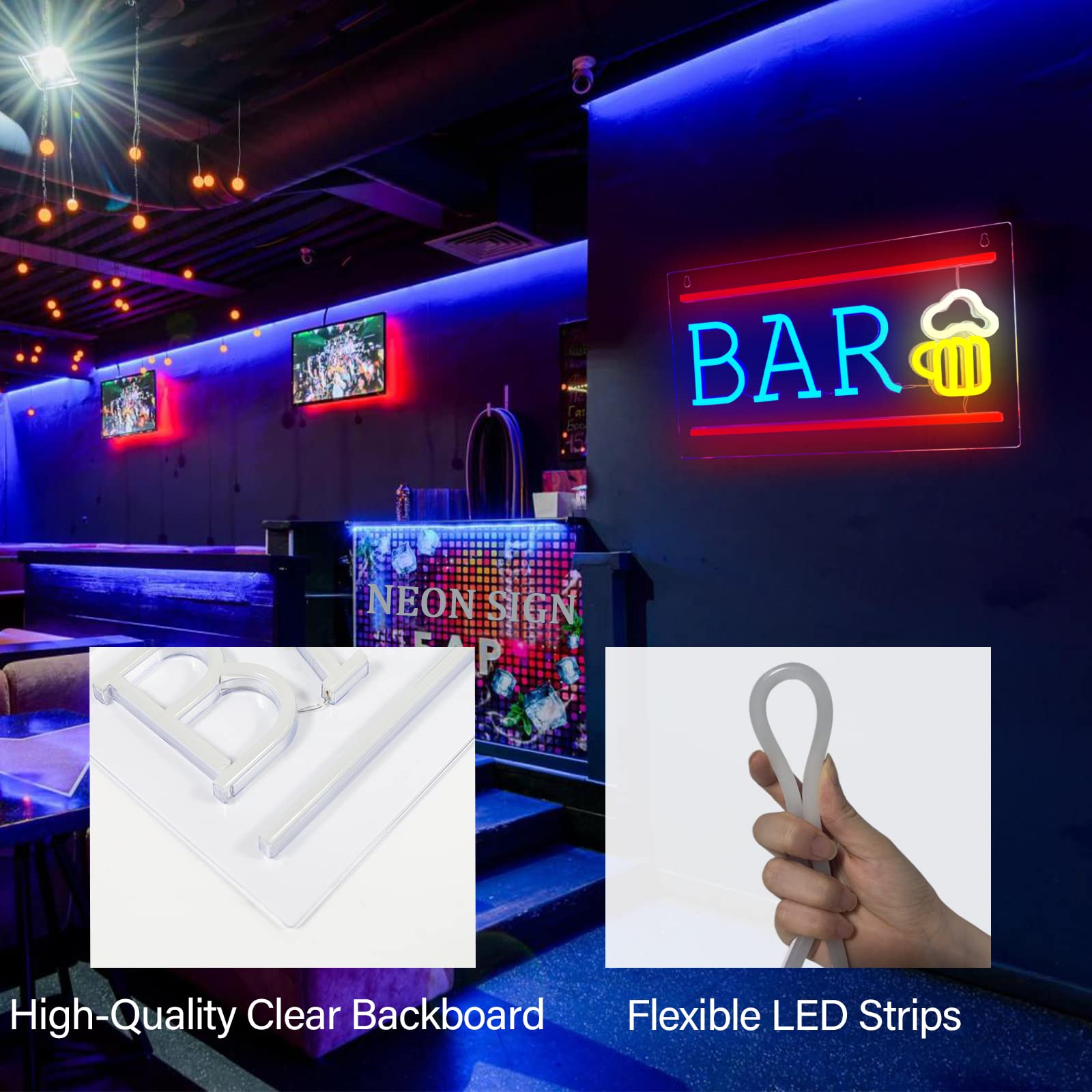 Bar Neon Sign, Beer Led Neon Light For Wall Decor, Usb Powered Neon Bar Signs, Acrylic Bar Neon Lights For Man Cave, Bedroom, Home Bar, Store, Club, Bistro, Party, Christmas