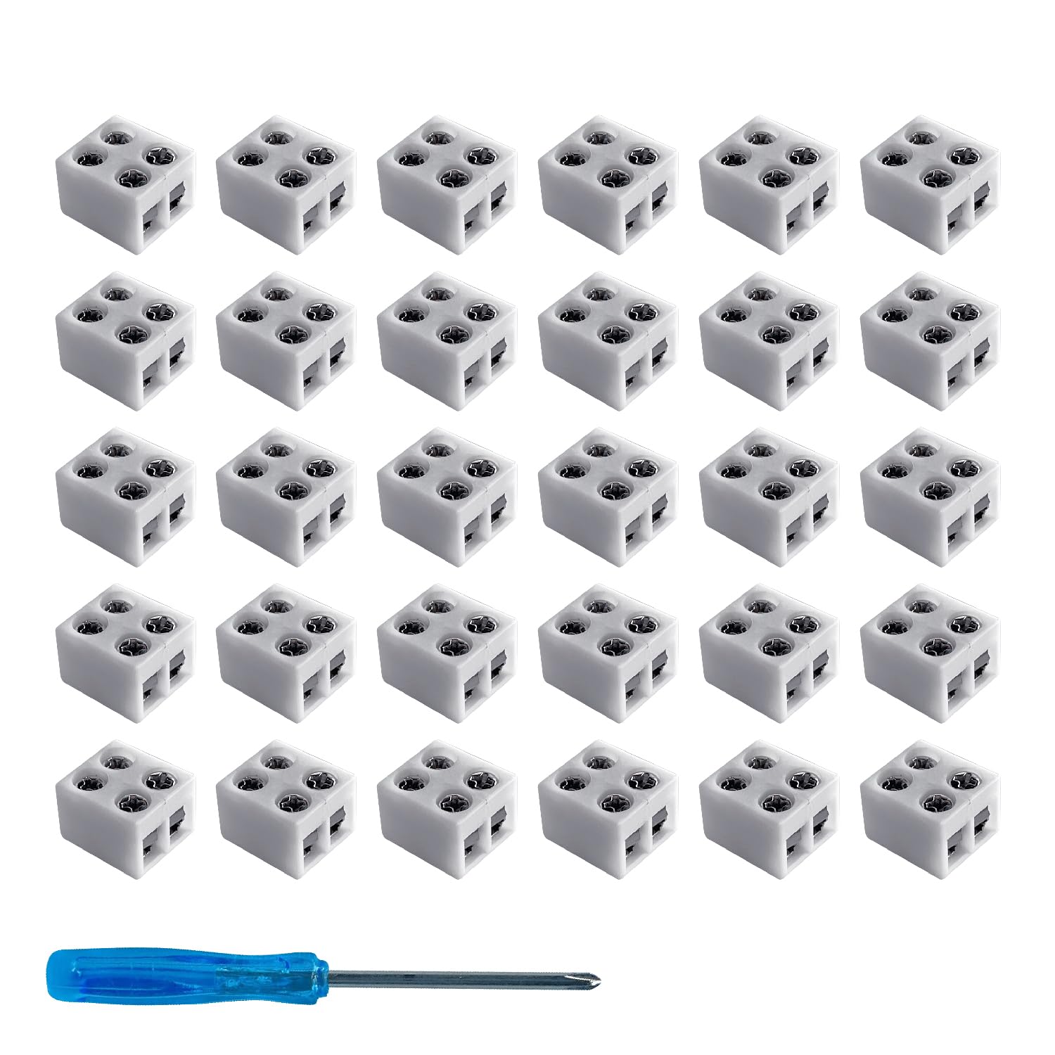 Cezelux 30 Pcs Led Strip Light Connectors Solderless White 2 Pin 8Mm Led Strip Lights Connectors Strip To Wire For 5-24V Single Color Led Light Tape Included Screwdriver (2Pin 8Mm (30Pack))