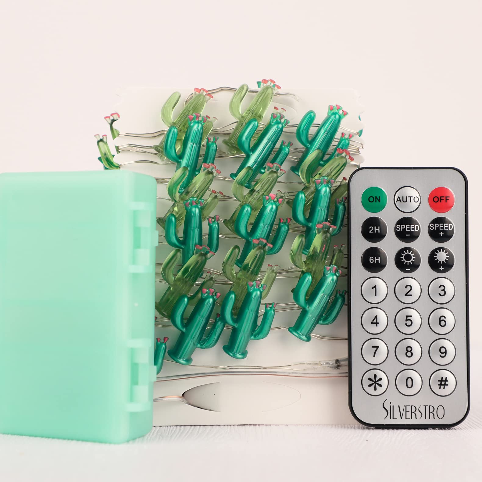 Silverstro Christmas Cactus String Lights 10Ft 40Leds Nature Theme Led Lights With Remote Usb & Battery Operated Fairy Lights For Home Party Wedding Garden Holiday Decor(Green Lights)