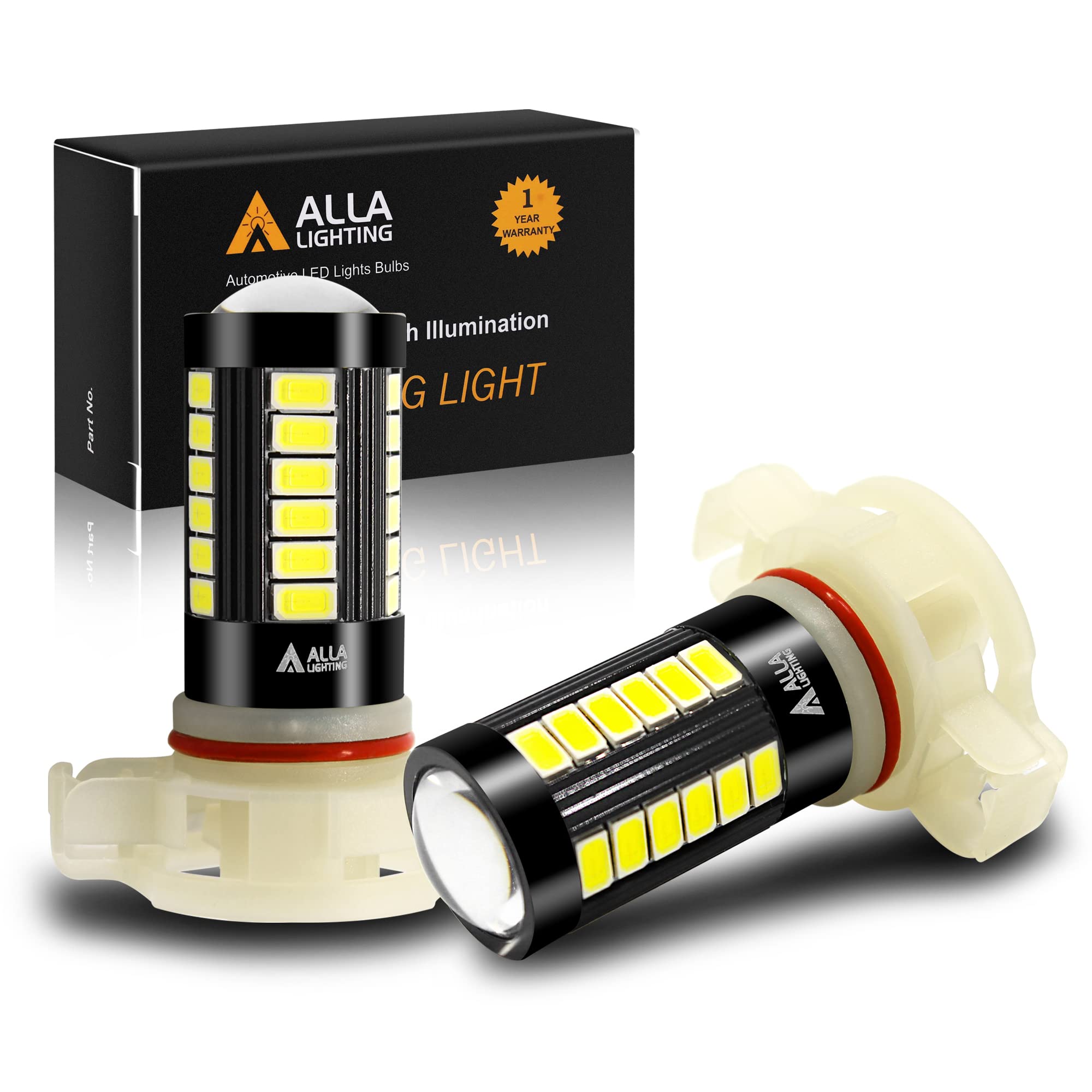 Alla Lighting 5201 Drl Ps19W 5202 Led Fog Lights Bulbs 9009 Ps24W Ff 12085 C1, 6000K Xenon White 2800Lm Xtreme Super Bright 5730 33-Smd 12V Daytime Running Lights Lamps Replacement