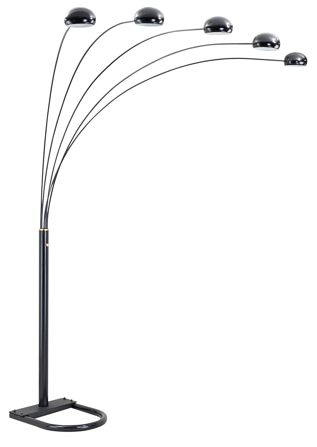 Ok Lighting 88-Inch 5-Arch Floor Lamp, Polished Black Metal Design